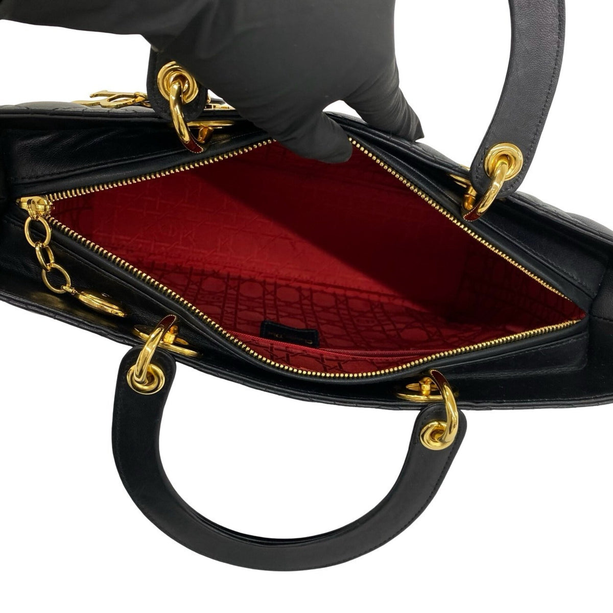 Christian Dior Black Leather Handbag Tote Bag (Pre-Owned)