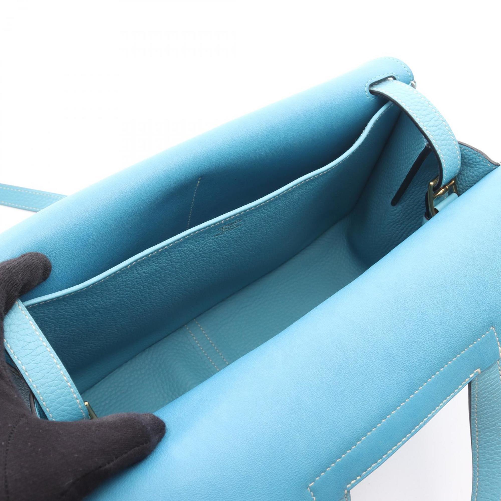 Hermes Alezan Blue Taurillon Clemence Leather Handbag (Pre-Owned)