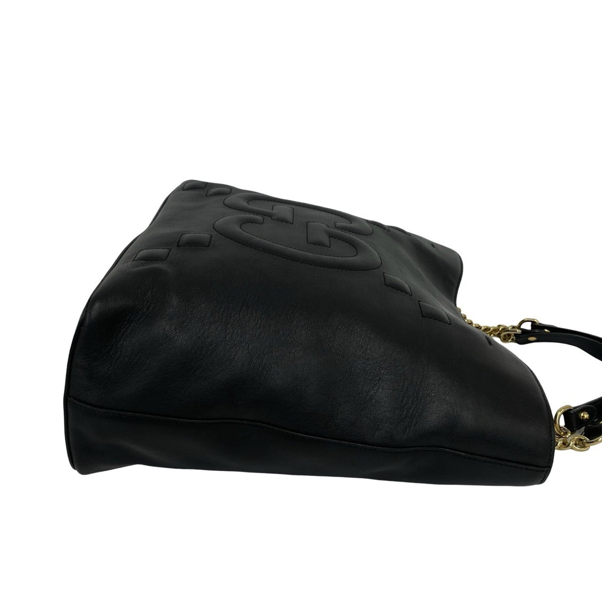 Gucci Black Leather Shoulder Bag Tote Bag (Pre-Owned)