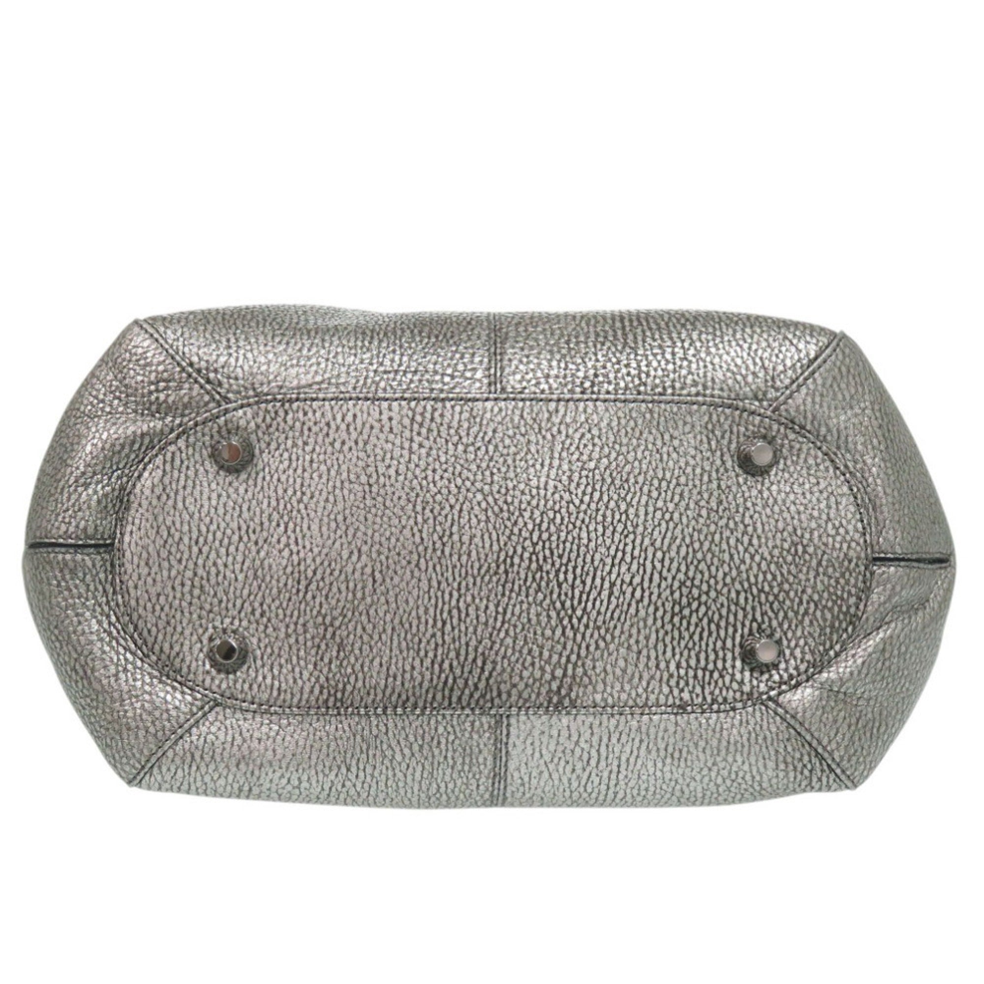Jimmy Choo Black Silver Leather Shoulder Bag (Pre-Owned)