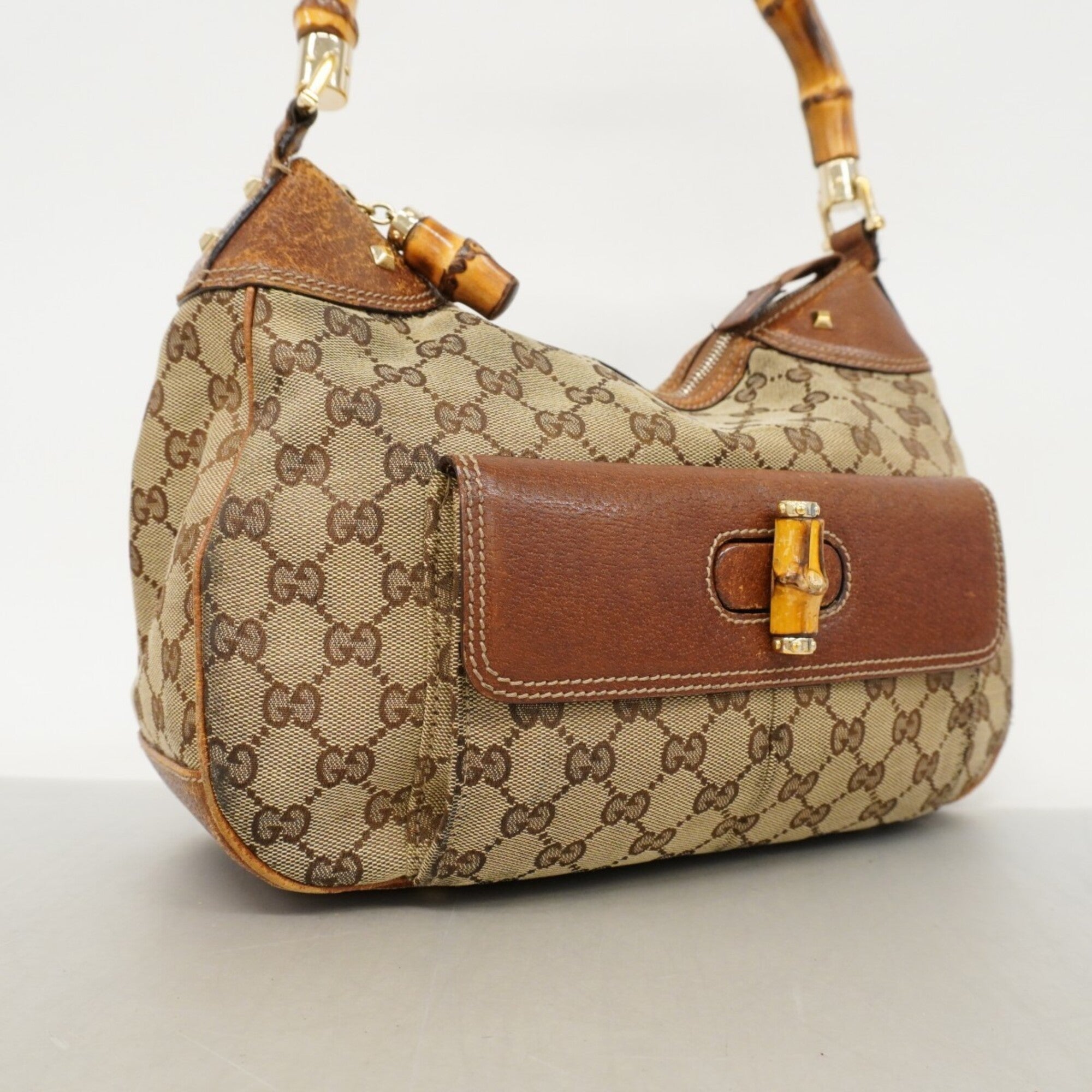 Gucci Brown Canvas Handbag (Pre-Owned)