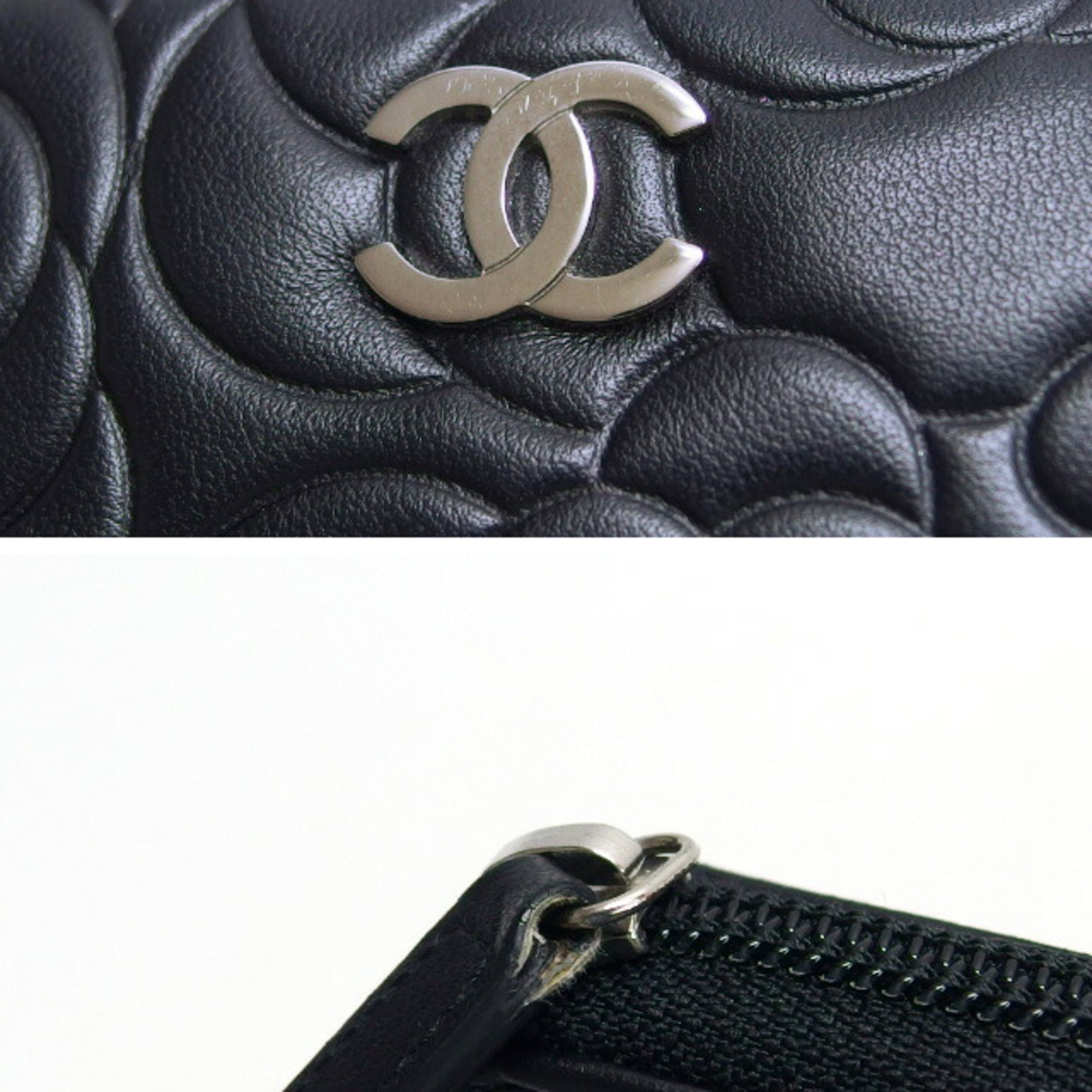 Chanel Black Leather Long Wallet (Bi-Fold) (Pre-Owned)