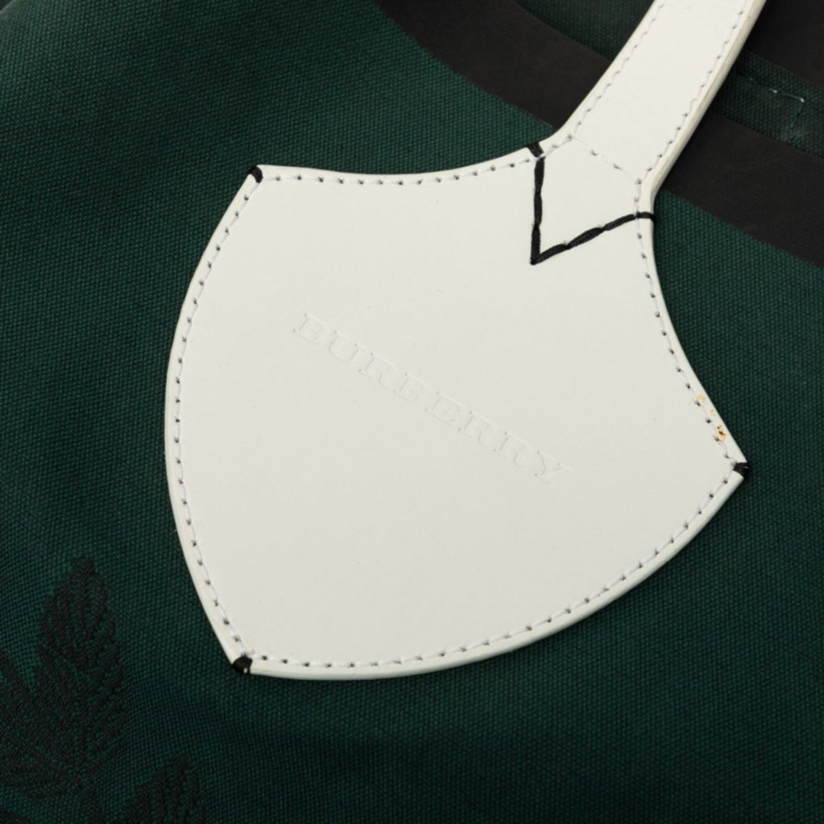Burberry Green White Canvas Tote Bag (Pre-Owned)
