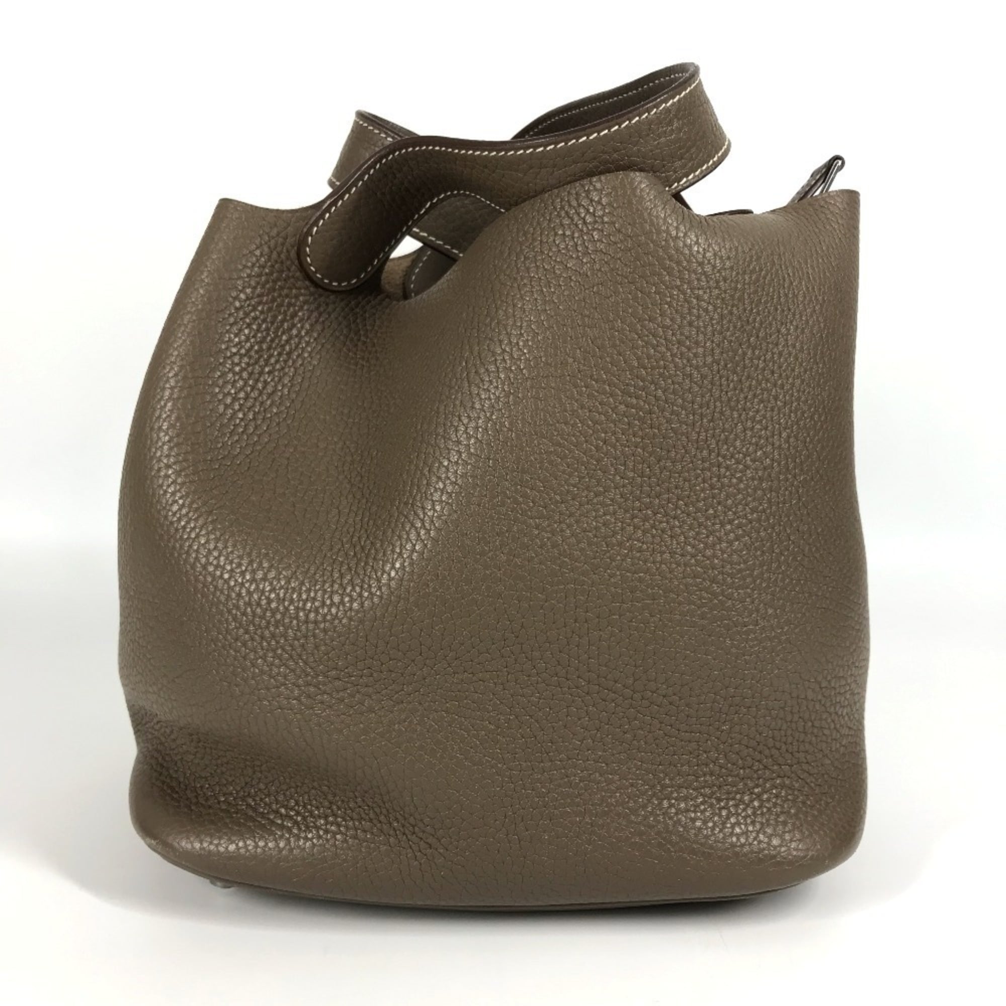Hermes Picotin Etoupe Gray Gray Taurillon Clemence Leather Handbag (Pre-Owned)