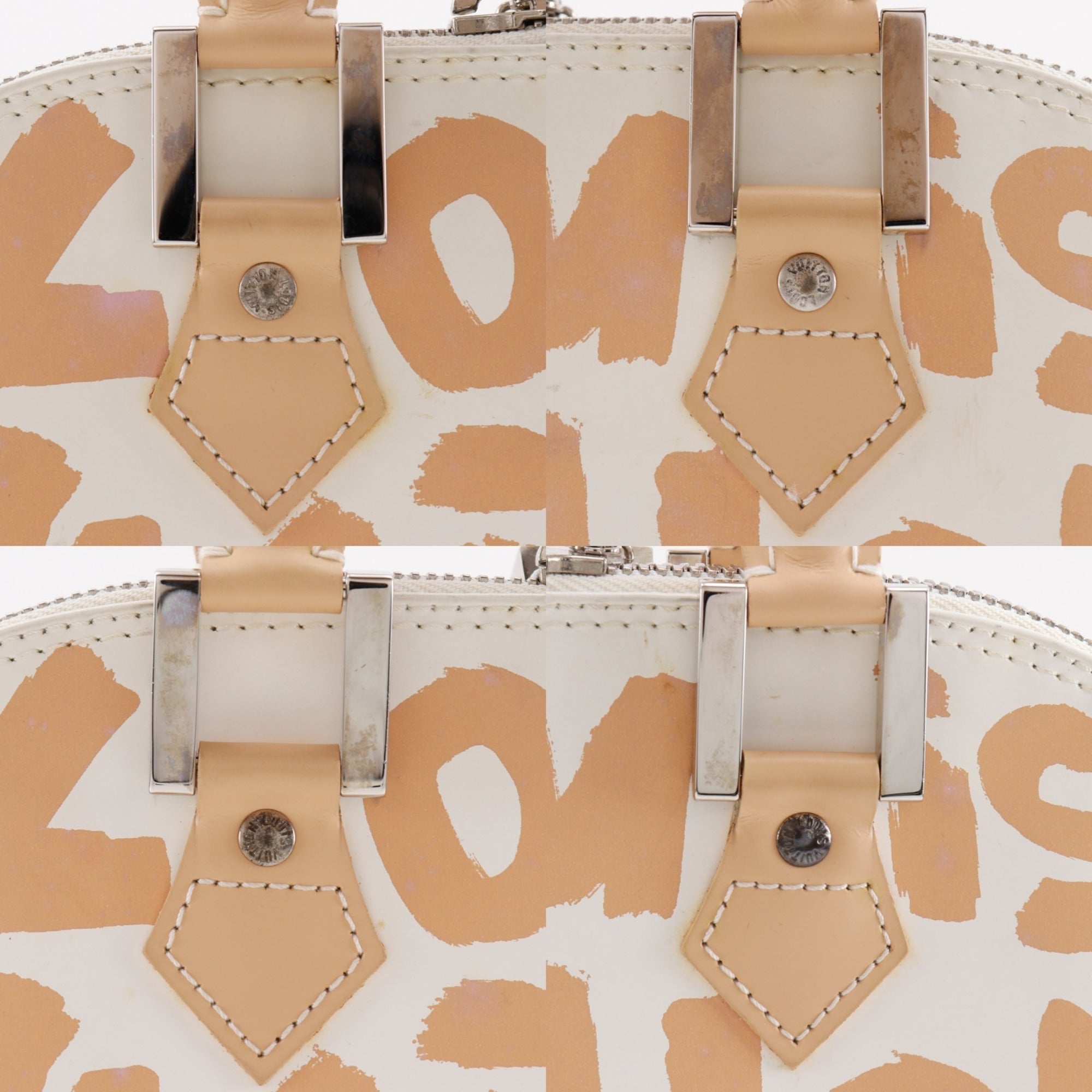 Louis Vuitton Beige White Leather Handbag (Pre-Owned)