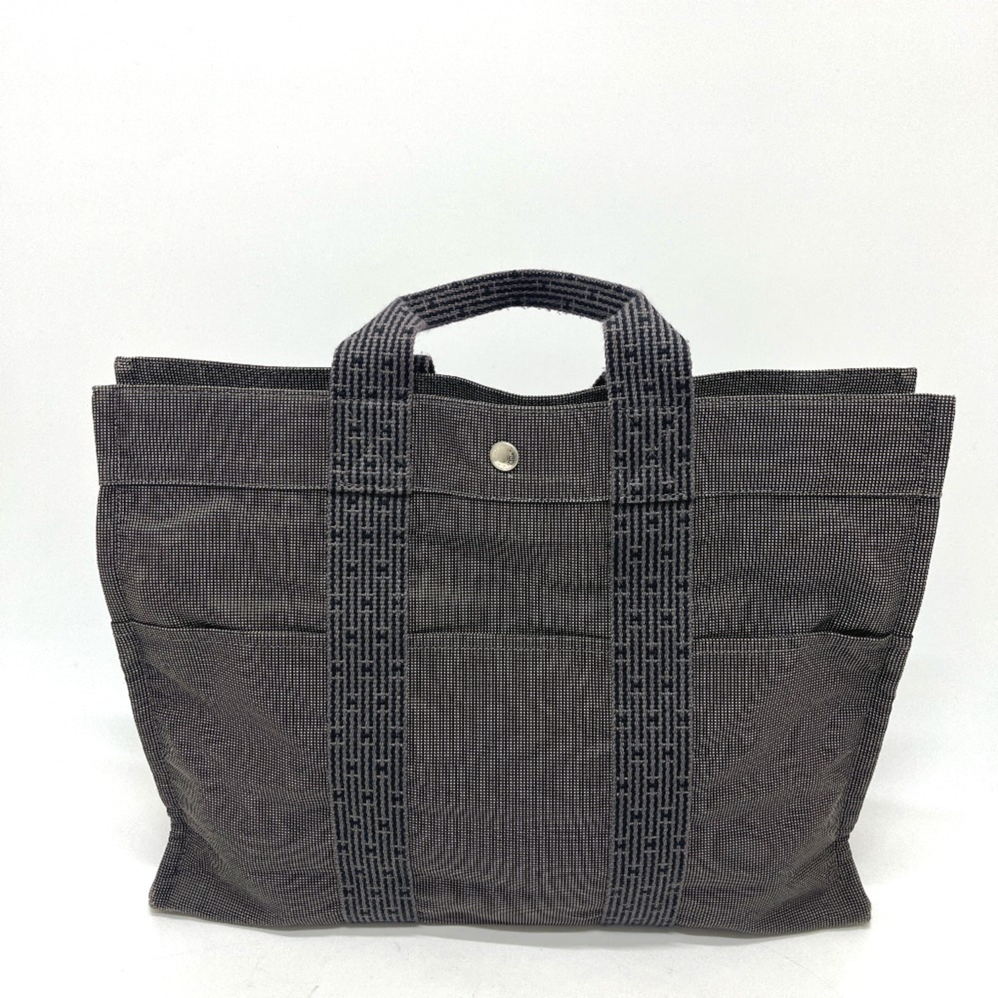 Hermes Gray Canvas Handbag Tote Bag (Pre-Owned)