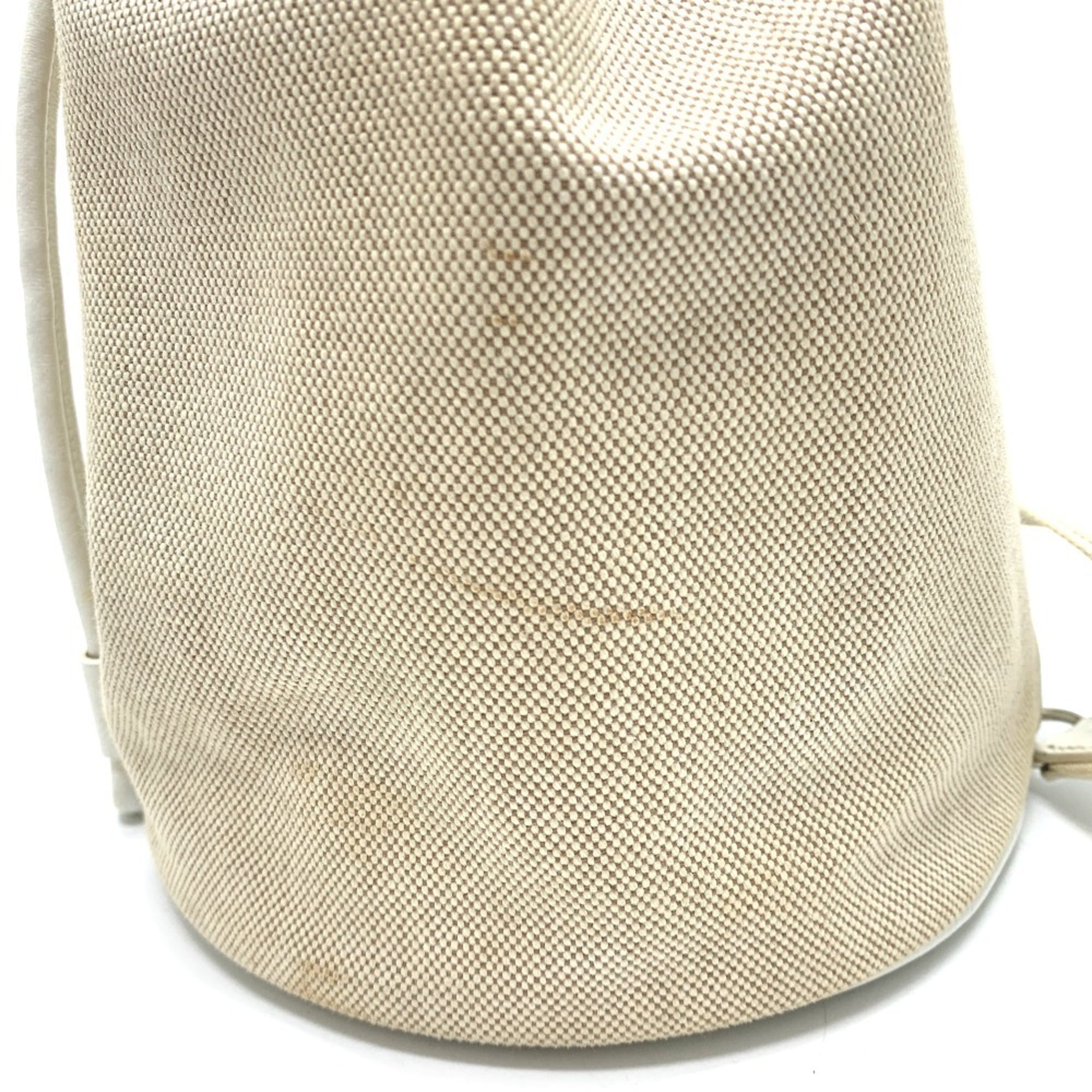 Hermes Ivory Toile Officier Leather Shoulder Bag (Pre-Owned)