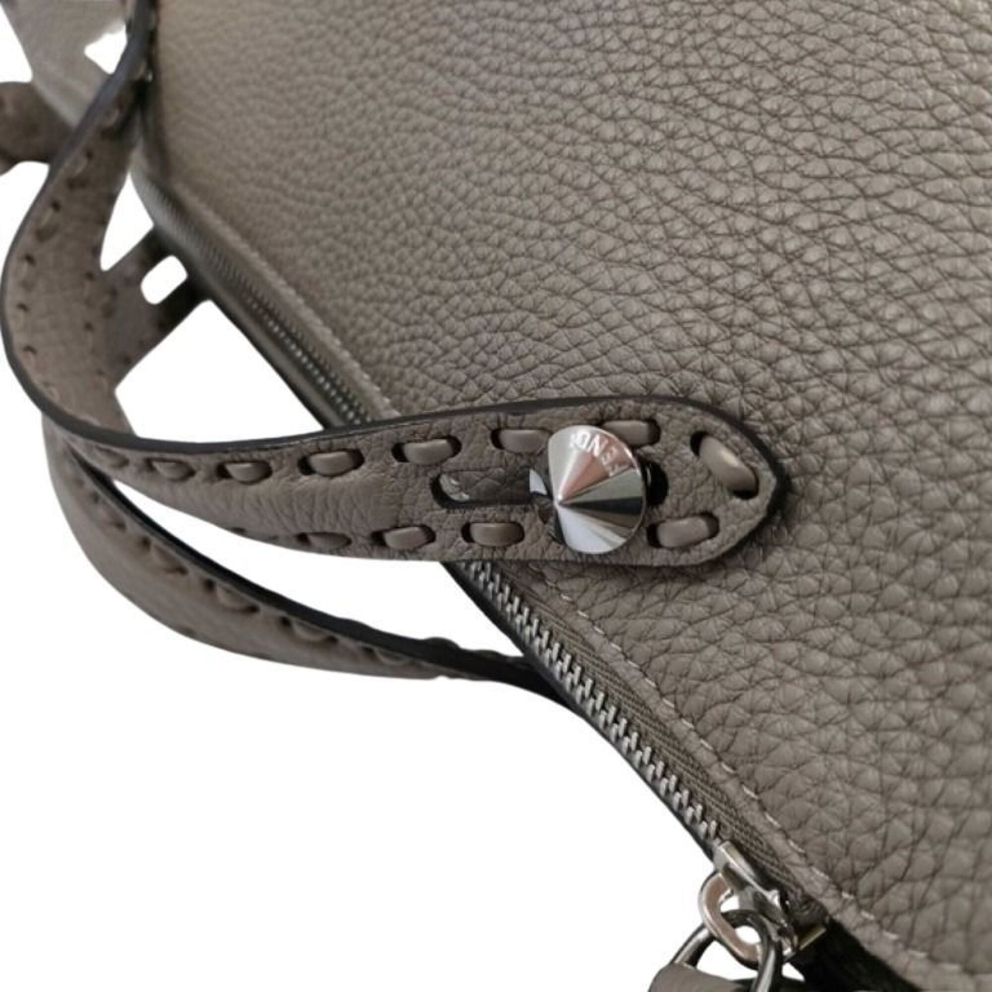 Fendi By The Way Grayish Leather Handbag Shoulder Bag (Pre-Owned)