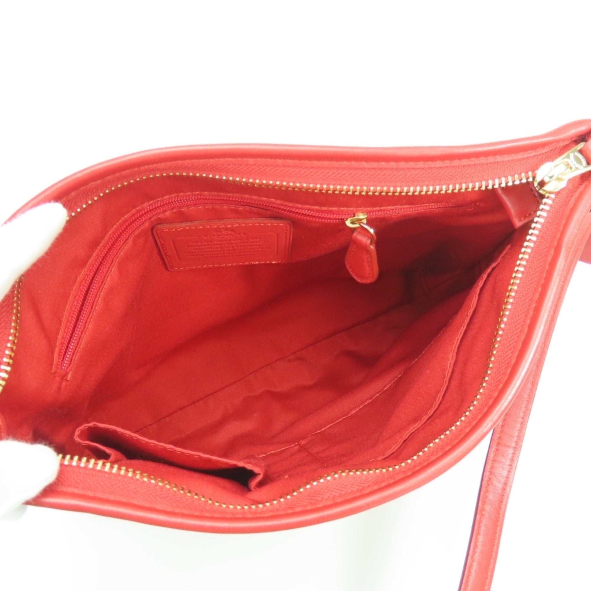 Coach Signature Dark Brown Red Color Pvc Leather Shoulder Bag (Pre-Owned)