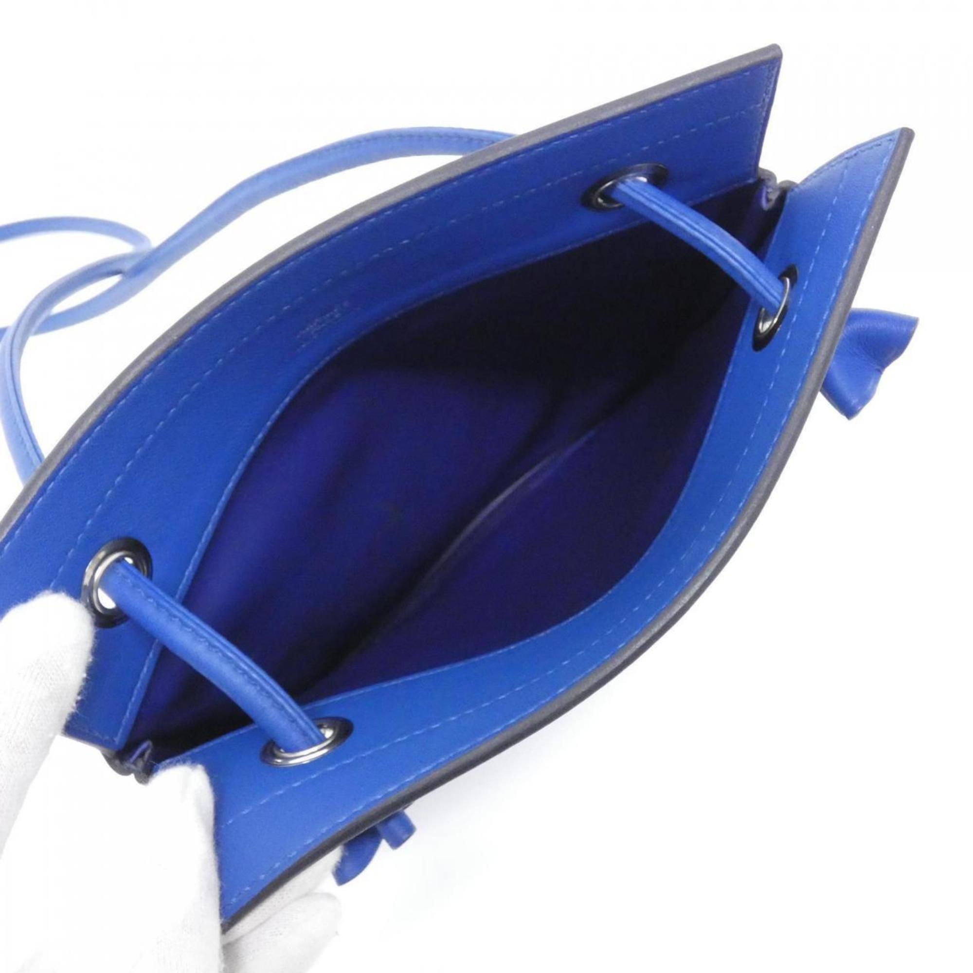 Hermes Blue Agneau Milo Shoulder Bag (Pre-Owned)