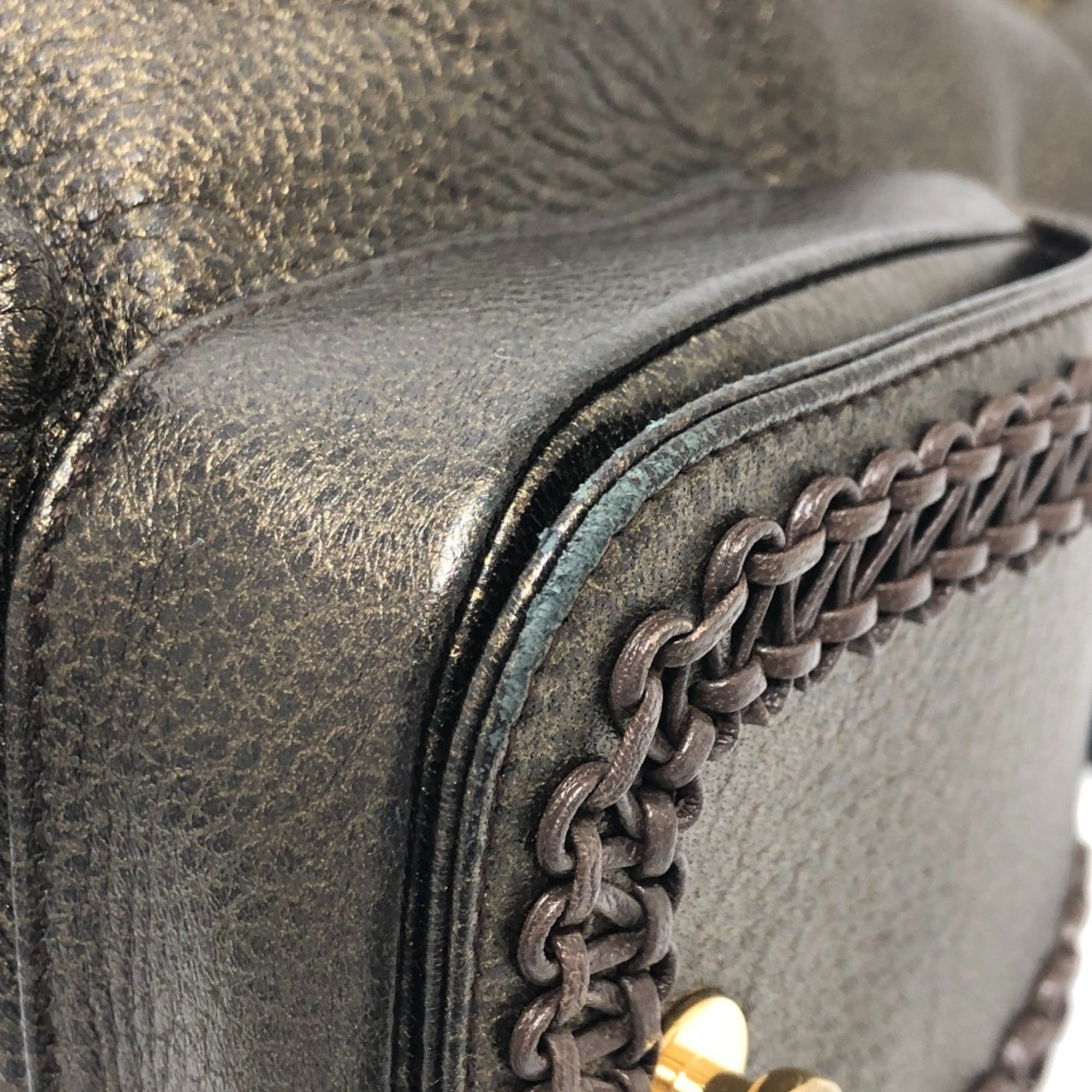 Bvlgari Bronze Leather Handbag Shoulder Bag Tote Bag (Pre-Owned)
