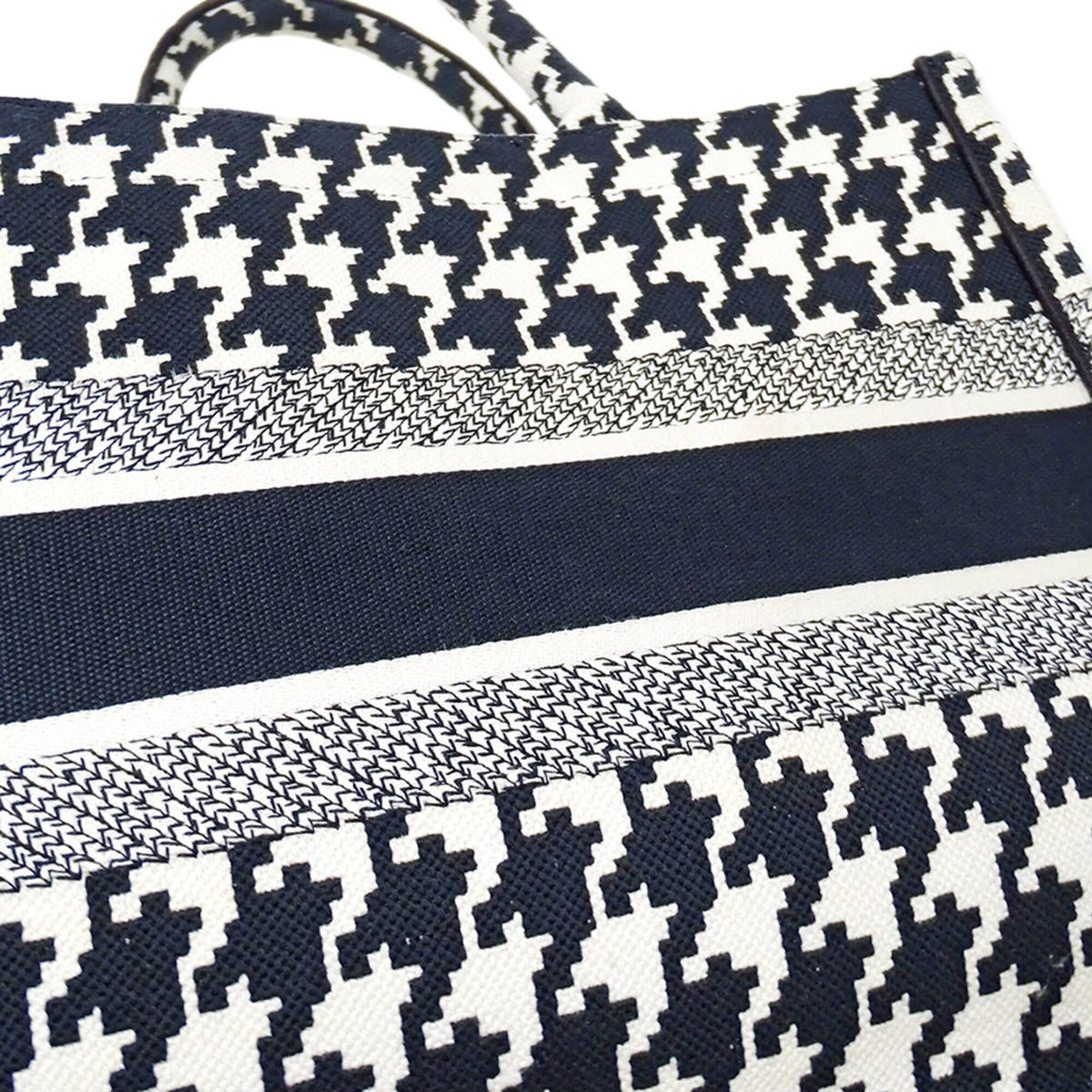 Christian Dior Black White Canvas Handbag Tote Bag (Pre-Owned)