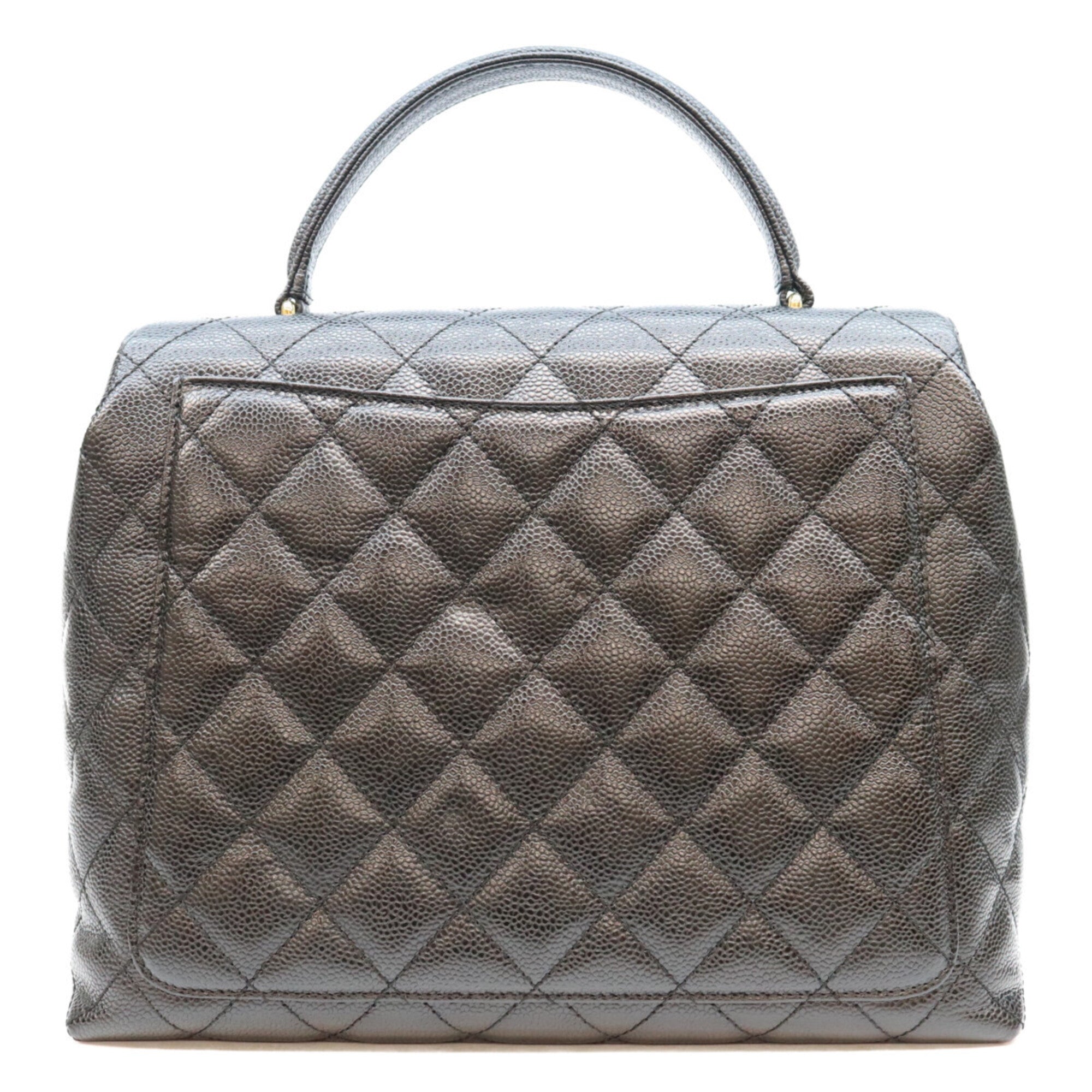 Chanel Black Grained Calfskin Handbag (Pre-Owned)
