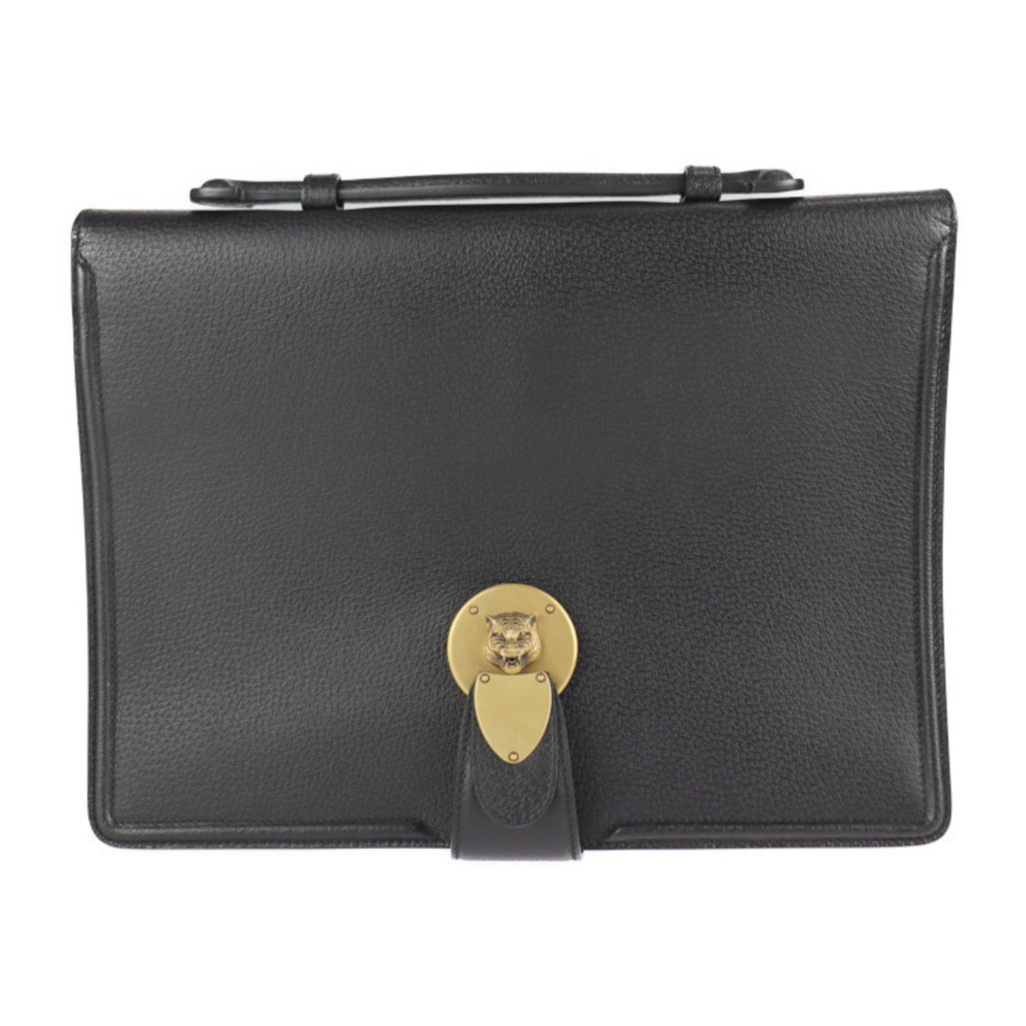Gucci Black Leather Clutch Bag Handbag Tote Bag (Pre-Owned)