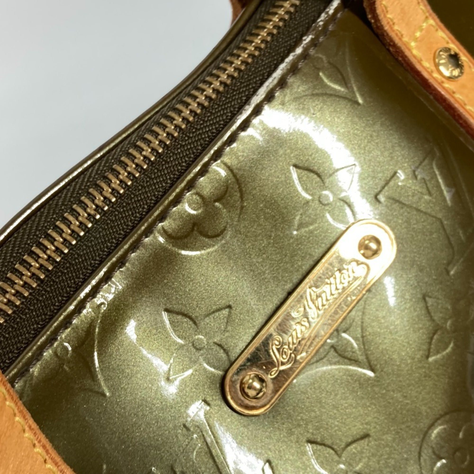 Louis Vuitton Khaki Vert Bronze Monogram Vernis Shoulder Bag Tote Bag (Pre-Owned)