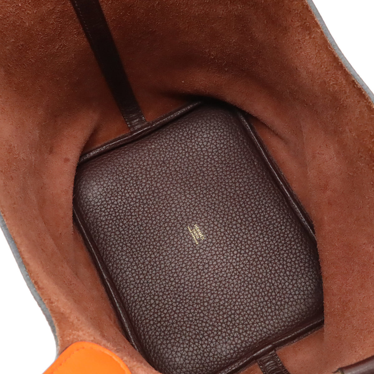 Hermes Orange Rouge H Taurillon Clemence Leather Handbag (Pre-Owned)
