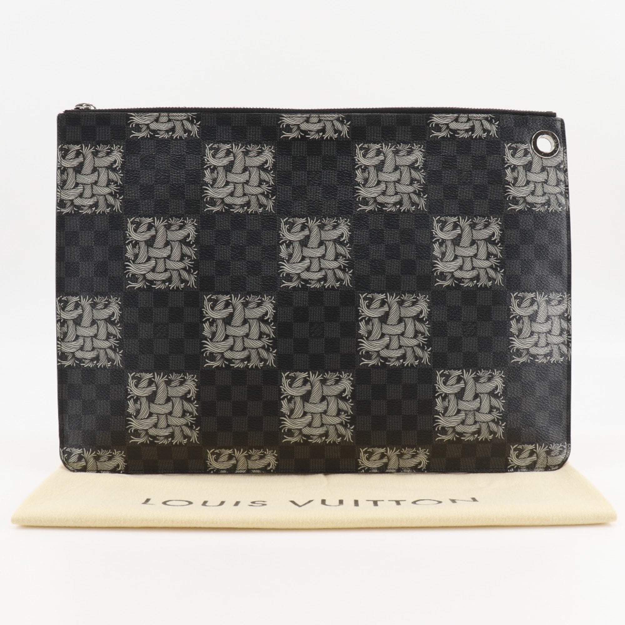 Louis Vuitton Black Damier Graphite Canvas Clutch Bag Pochette (Pre-Owned)