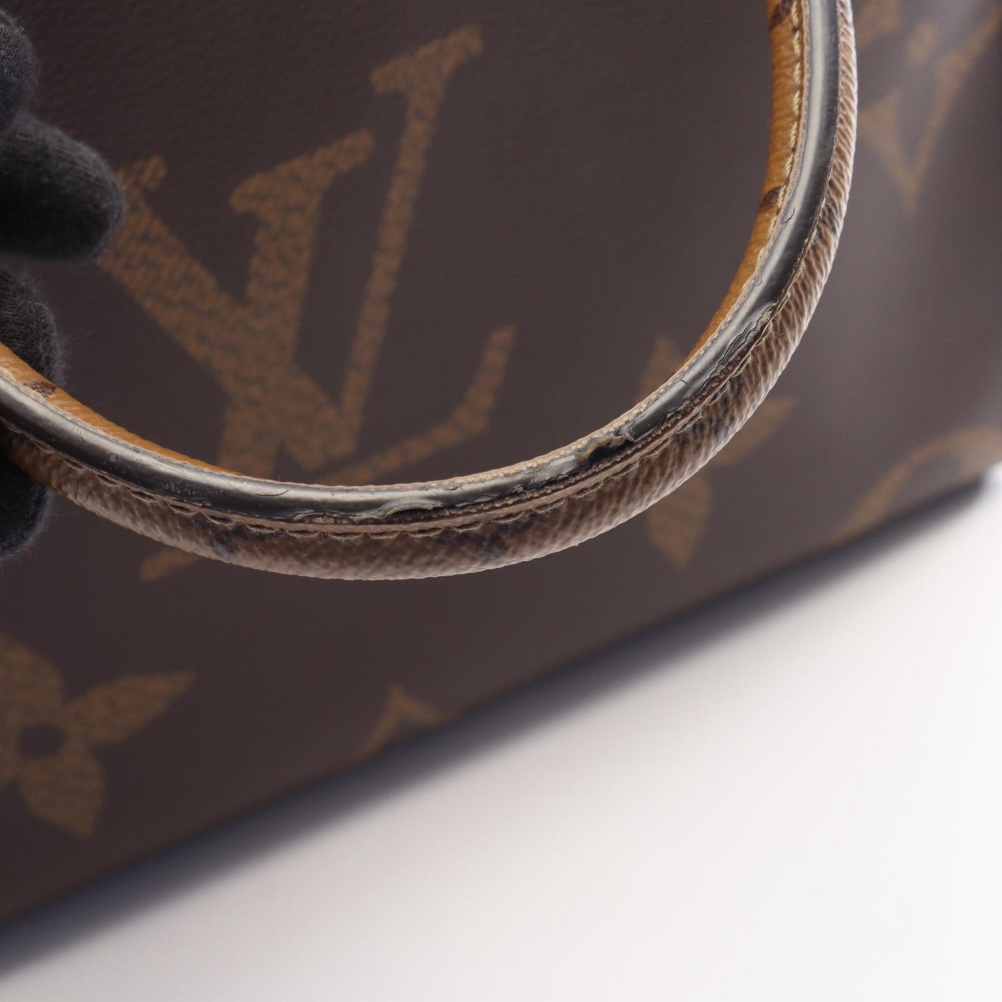 Louis Vuitton Beige Brown Monogram Coated Canvas Leather Handbag Tote Bag (Pre-Owned)