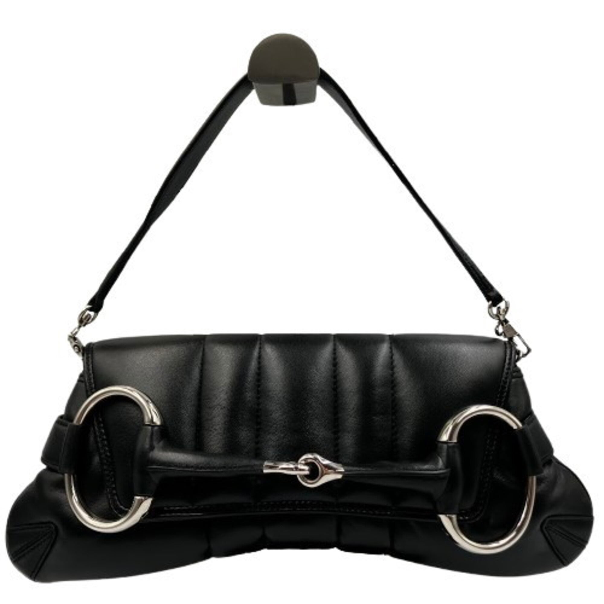 Gucci Horsebit Black Leather Shoulder Bag (Pre-Owned)