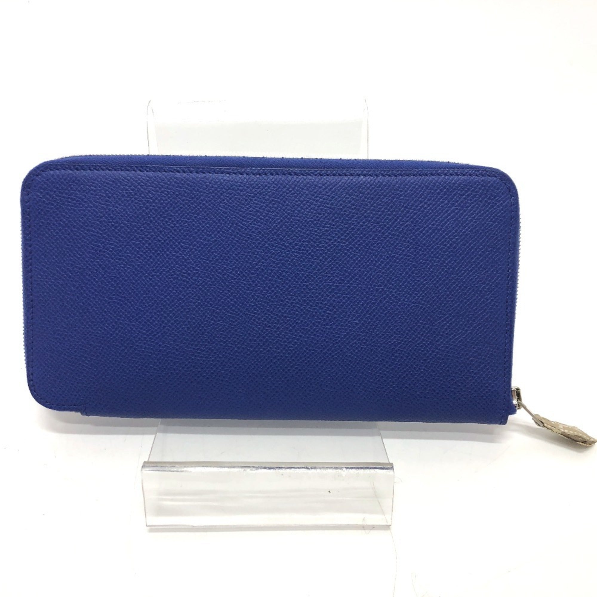 Hermes Silk'in Blue Epsom Leather Long Wallet (Bi-Fold) (Pre-Owned)
