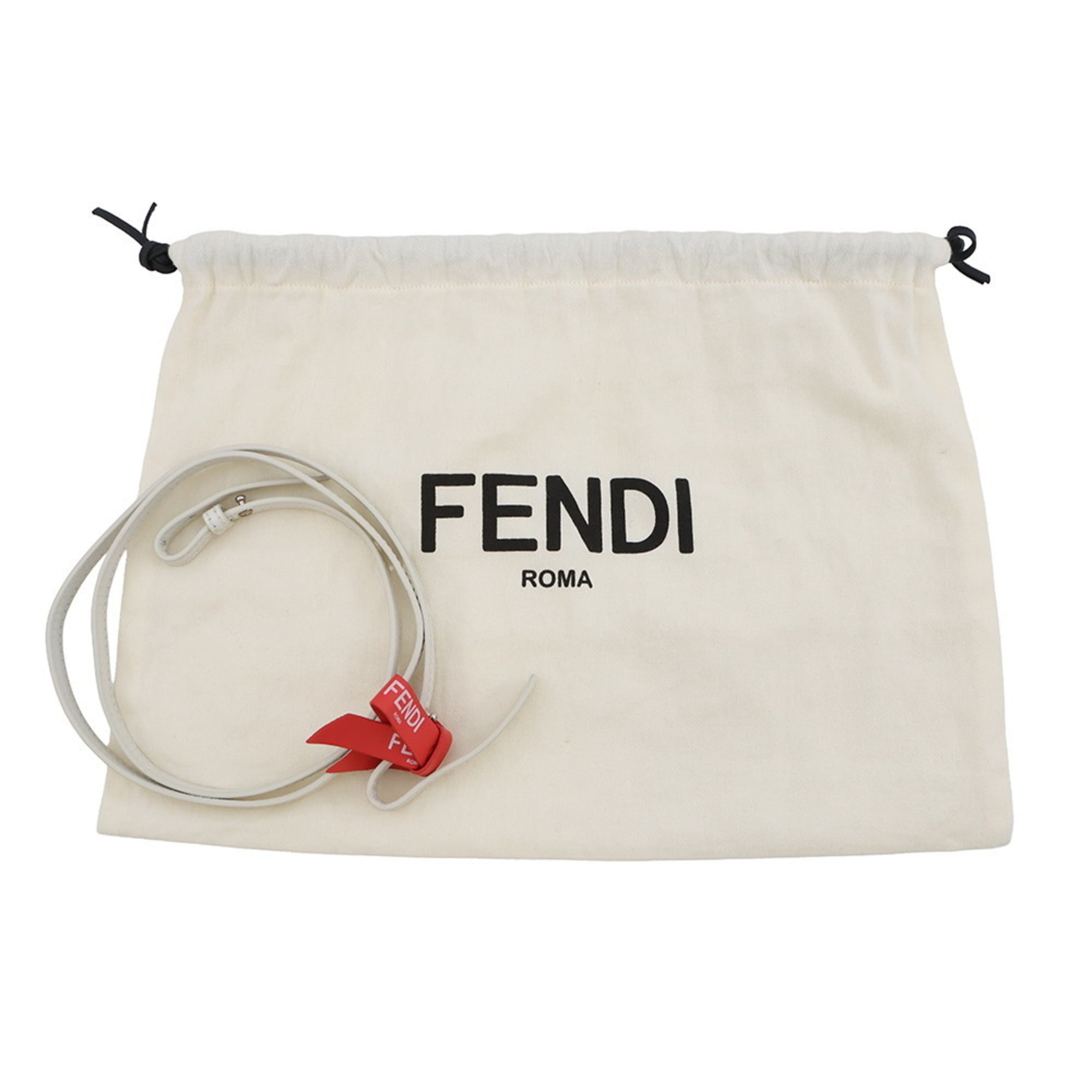 Fendi Red Color White Leather Handbag Shoulder Bag (Pre-Owned)
