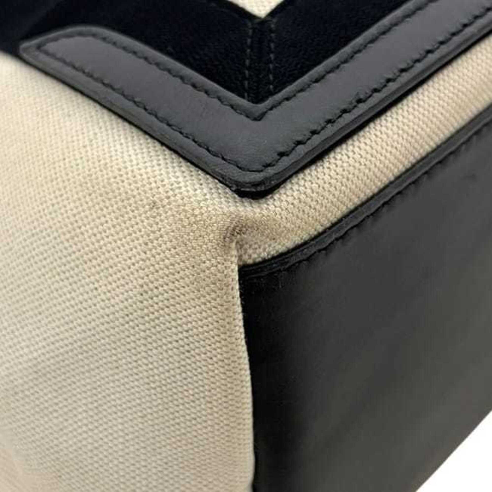 Balenciaga Black White Canvas Leather Tote Bag (Pre-Owned)