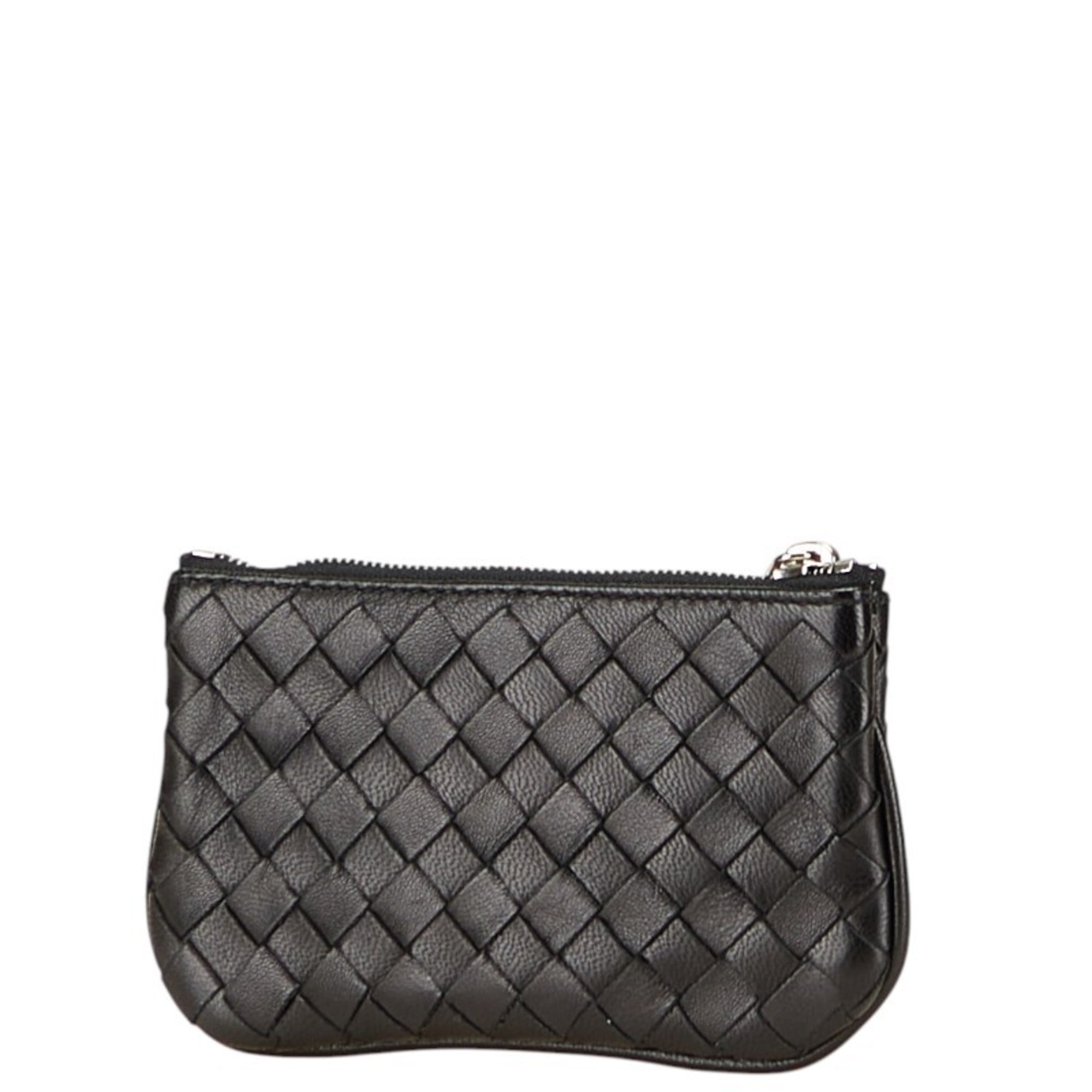 Bottega Veneta Black Leather Coin Purse/Coin Case (Pre-Owned)