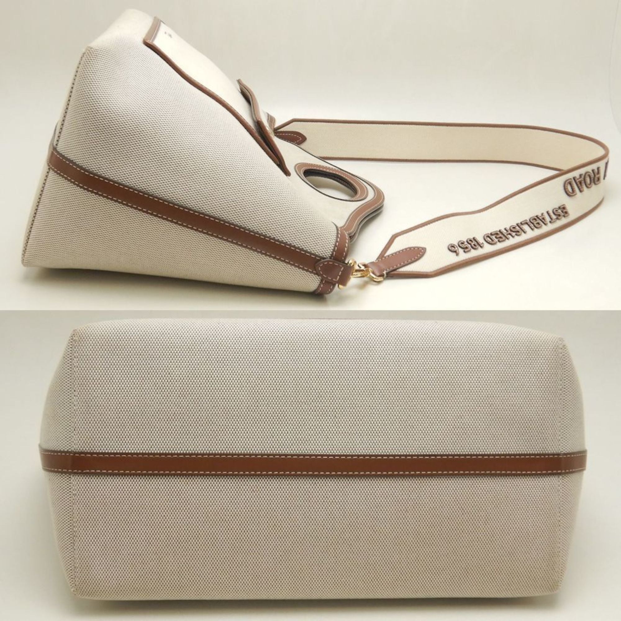 Burberry Gold Canvas Leather Tote Bag (Pre-Owned)