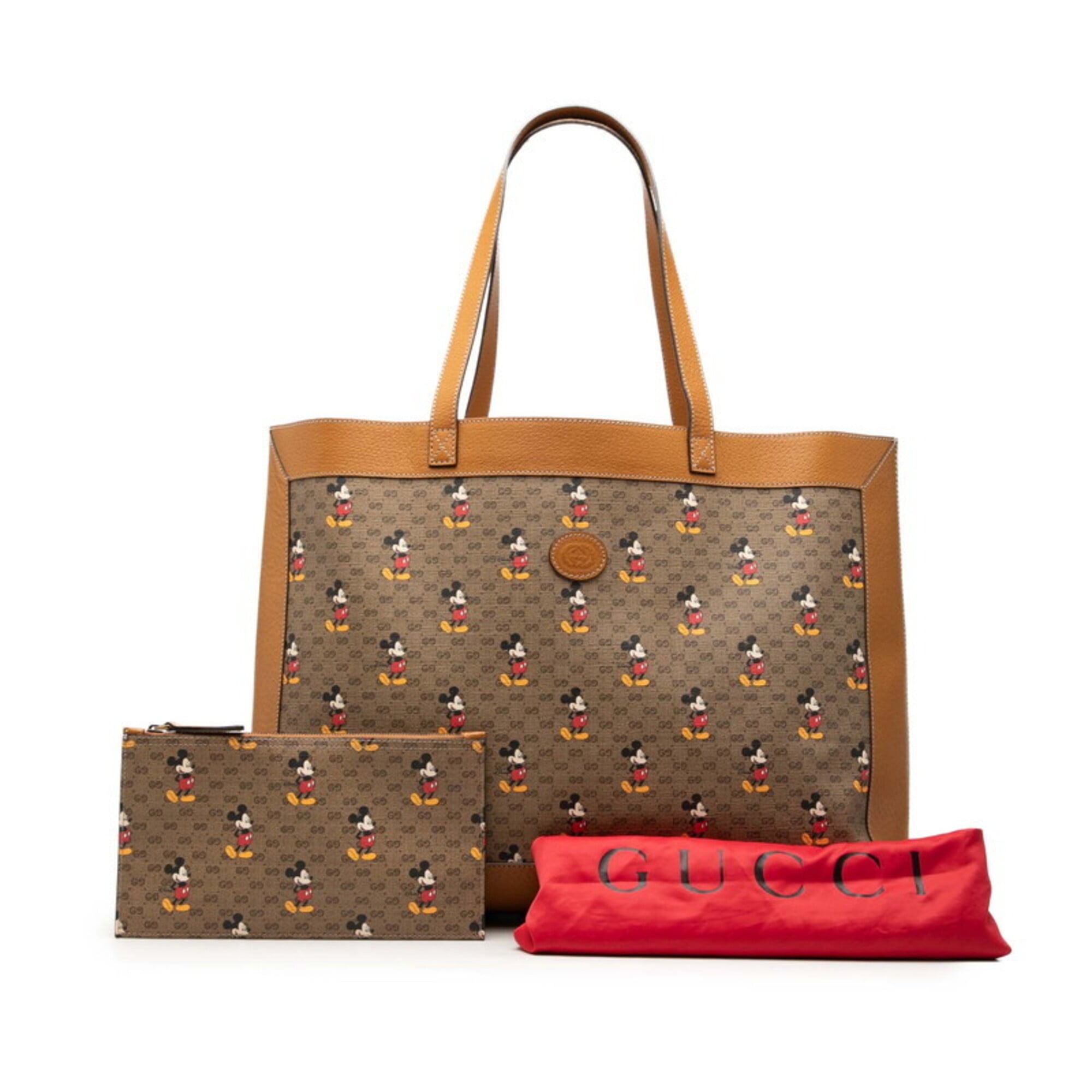 Gucci Beige Brown Pvc Leather Pouch Shoulder Bag Tote Bag (Pre-Owned)