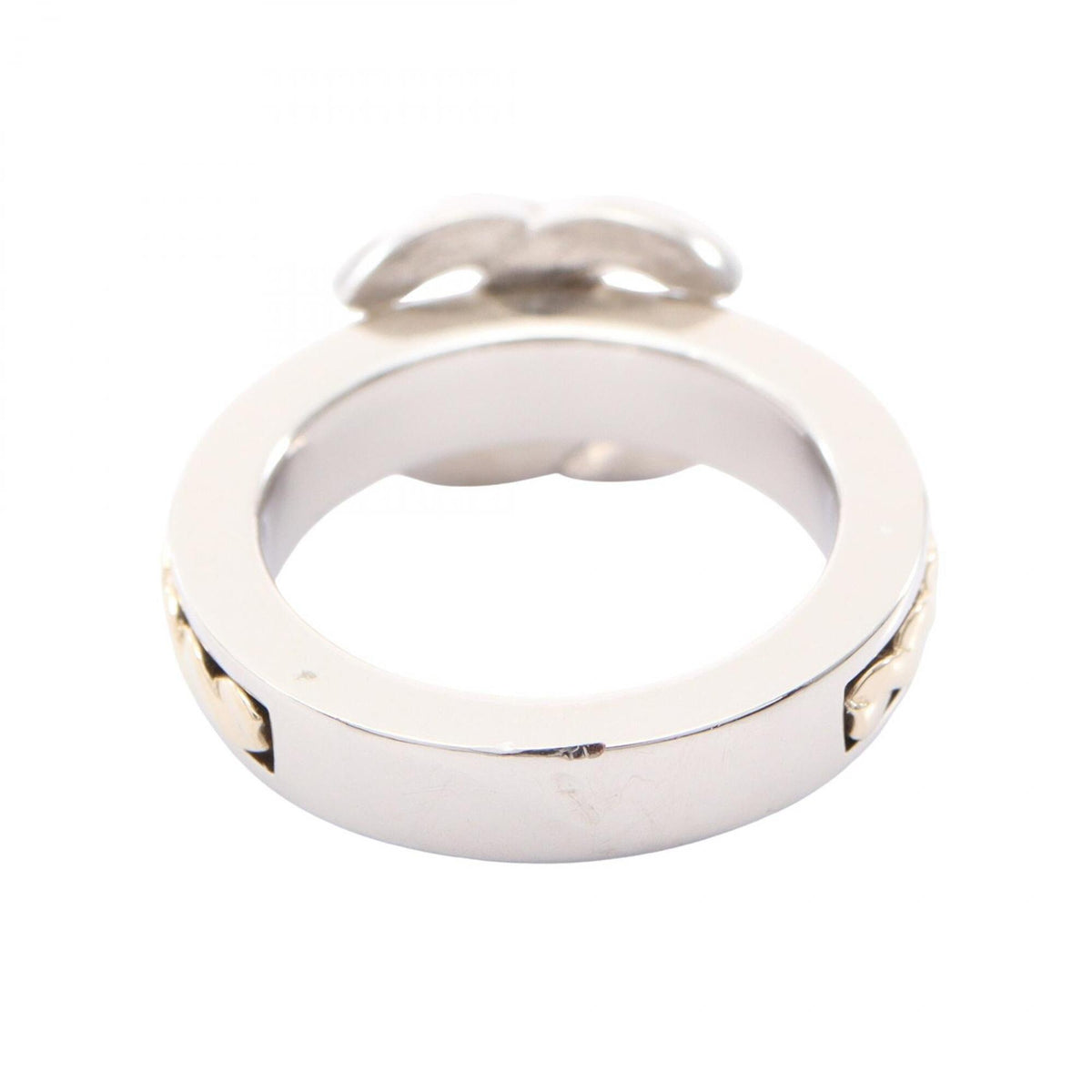 Chanel Gold Silver Stainless Steel Band Ring (Pre-Owned)