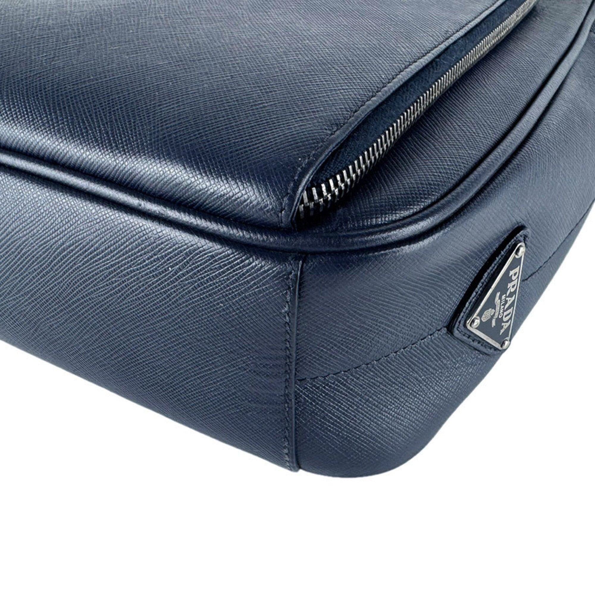 Prada Navy Leather Shoulder Bag (Pre-Owned)