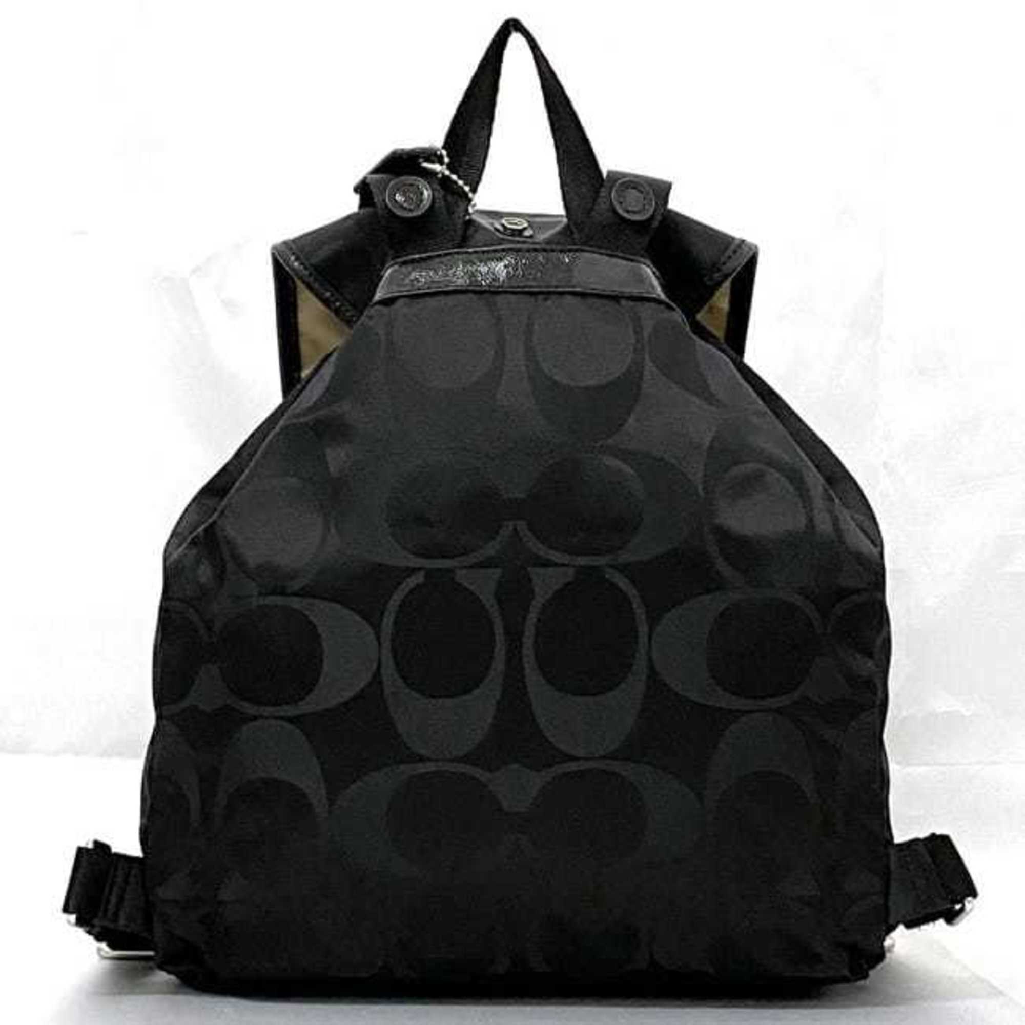 Coach Black Canvas Leather Backpack (Pre-Owned)