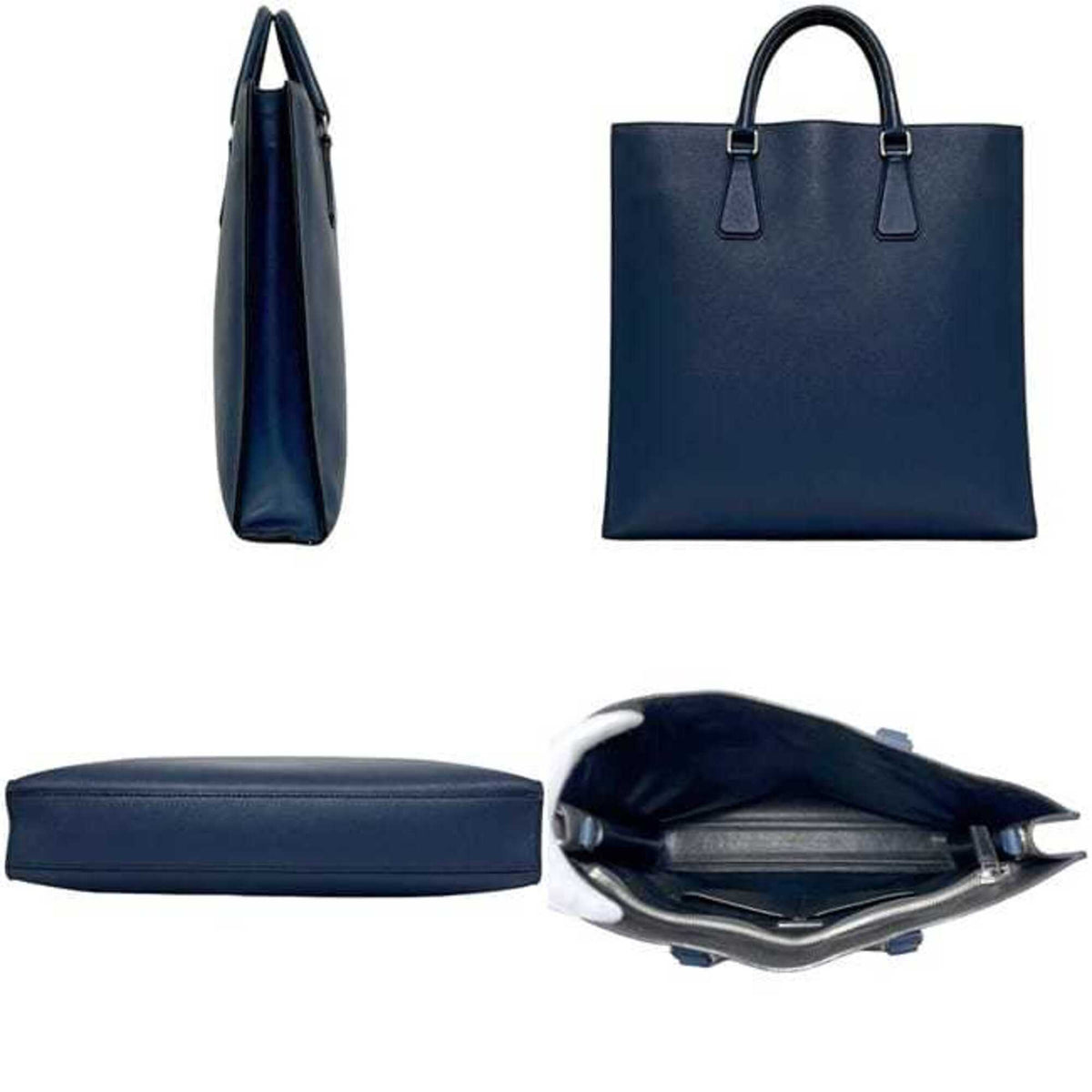 Prada Saffiano Blue Saffiano Leather Tote Bag (Pre-Owned)