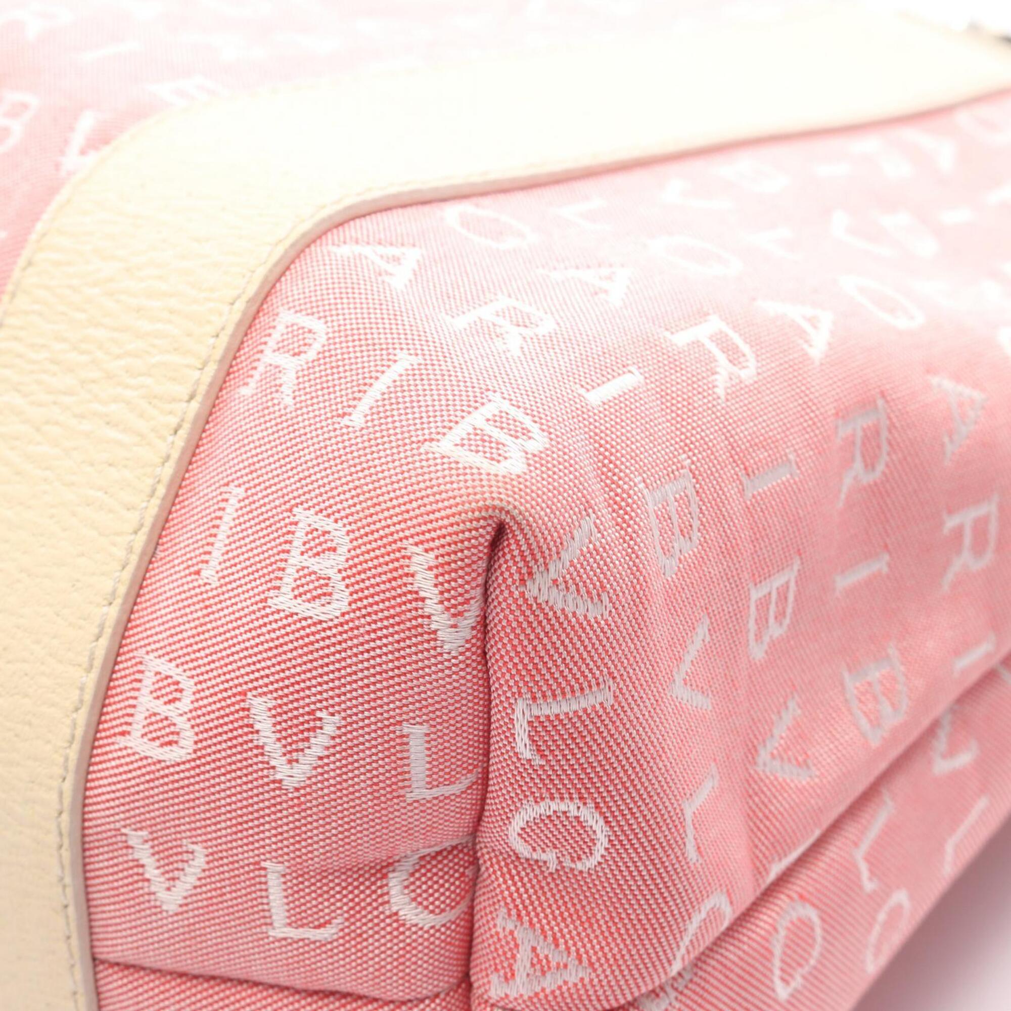 Bvlgari Ivory Pink Canvas Leather Handbag (Pre-Owned)