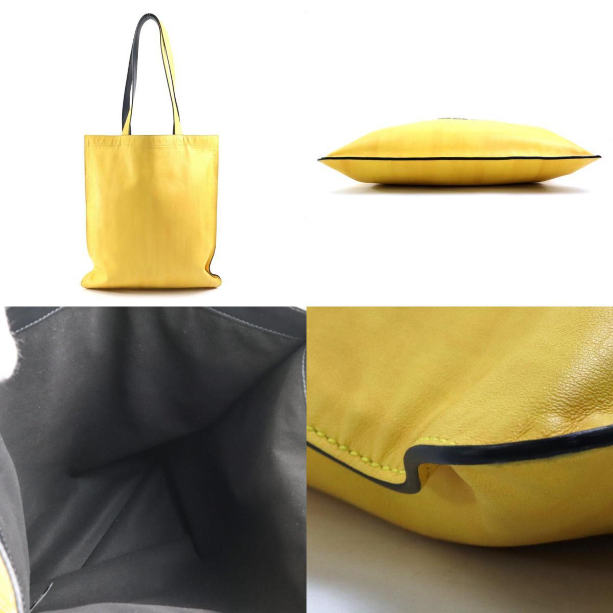 Fendi Black Yellow Leather Shoulder Bag Tote Bag (Pre-Owned)