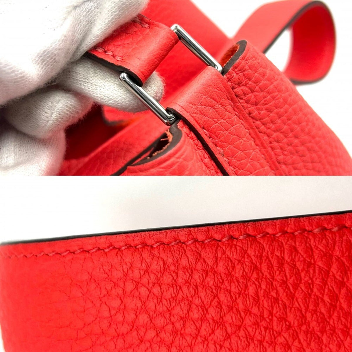 Hermes Red Color Leather Handbag (Pre-Owned)