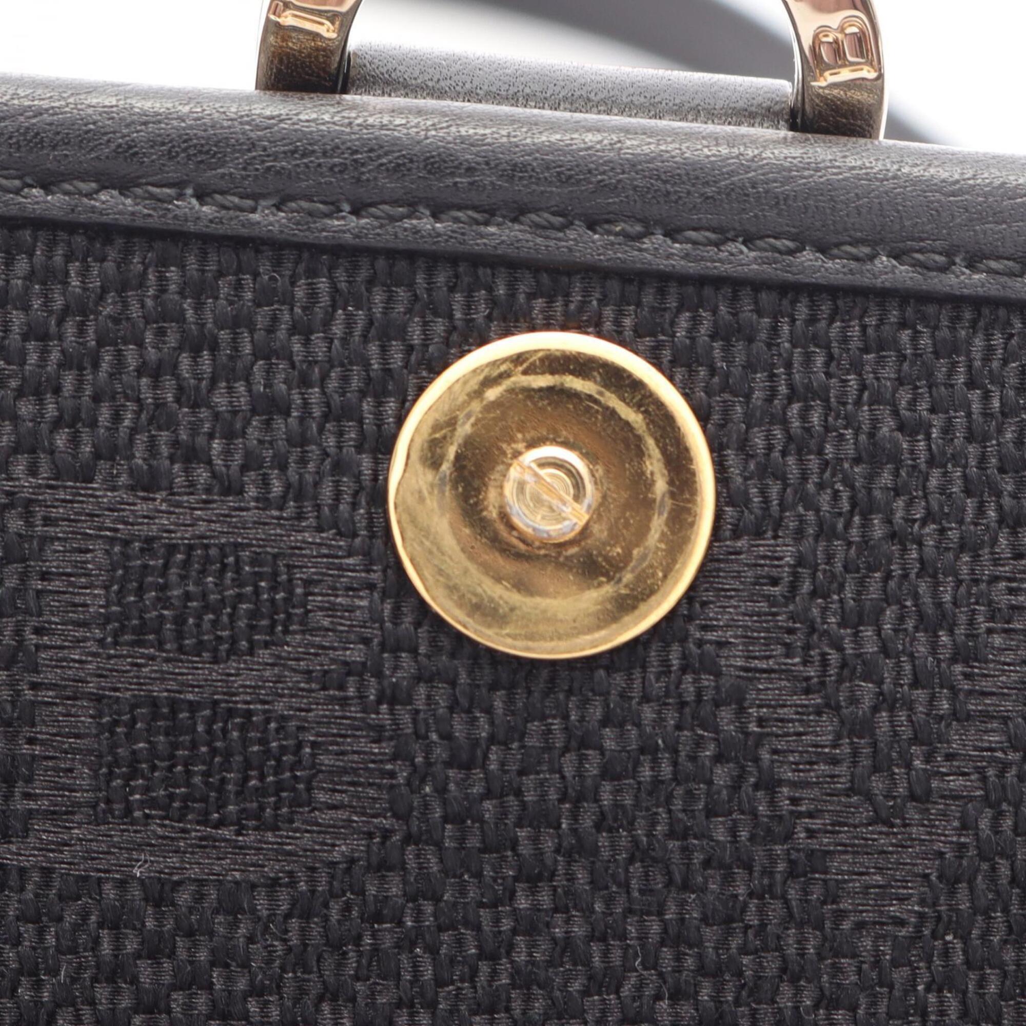 Bvlgari Black Canvas Leather Handbag Shoulder Bag (Pre-Owned)