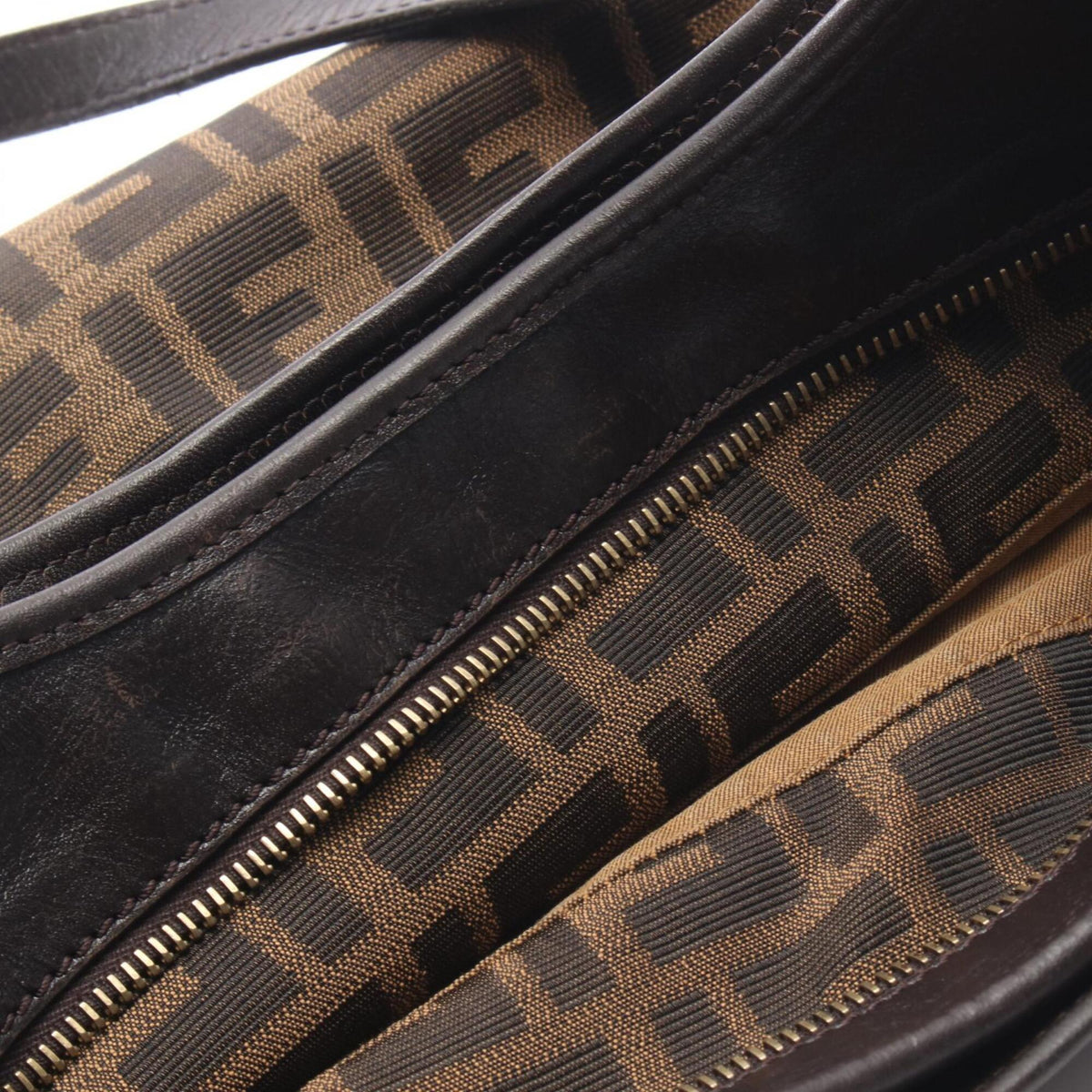 Fendi Brown Canvas Leather Handbag Tote Bag (Pre-Owned)