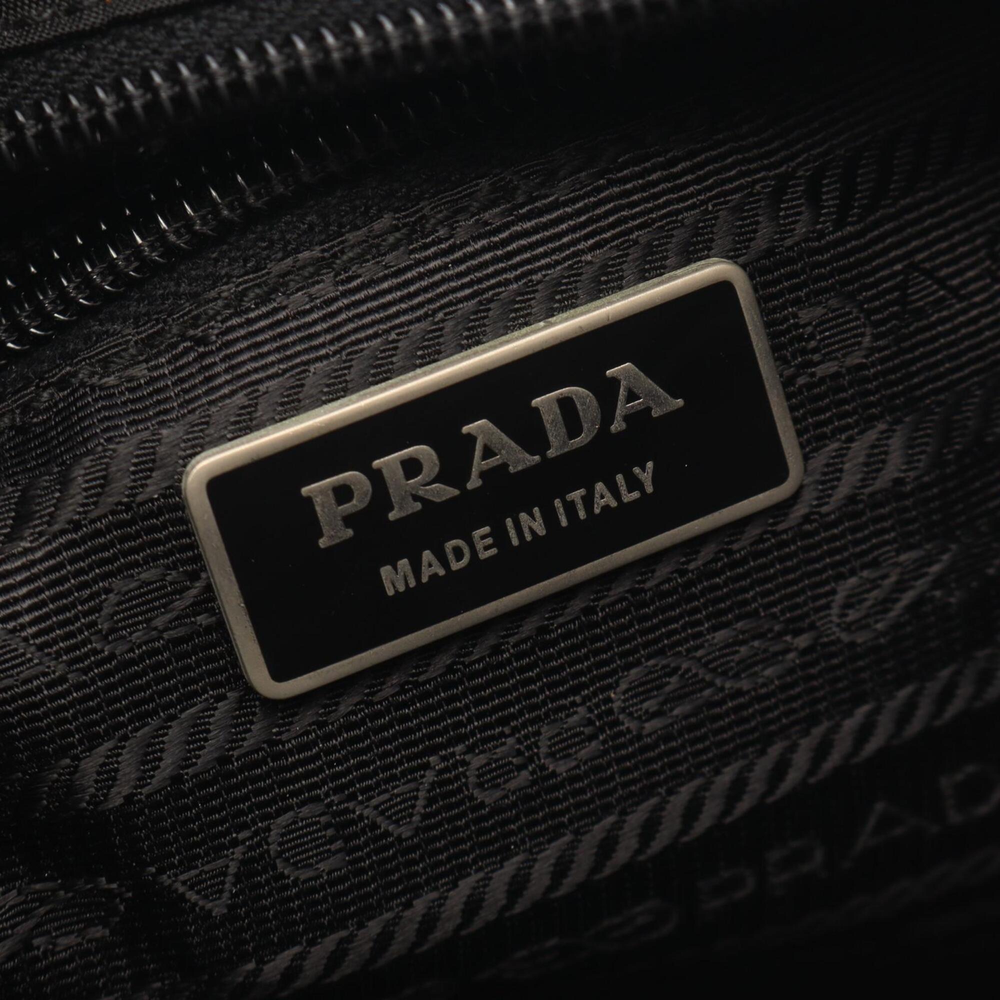 Prada Black Nylon Leather Handbag Shoulder Bag (Pre-Owned)