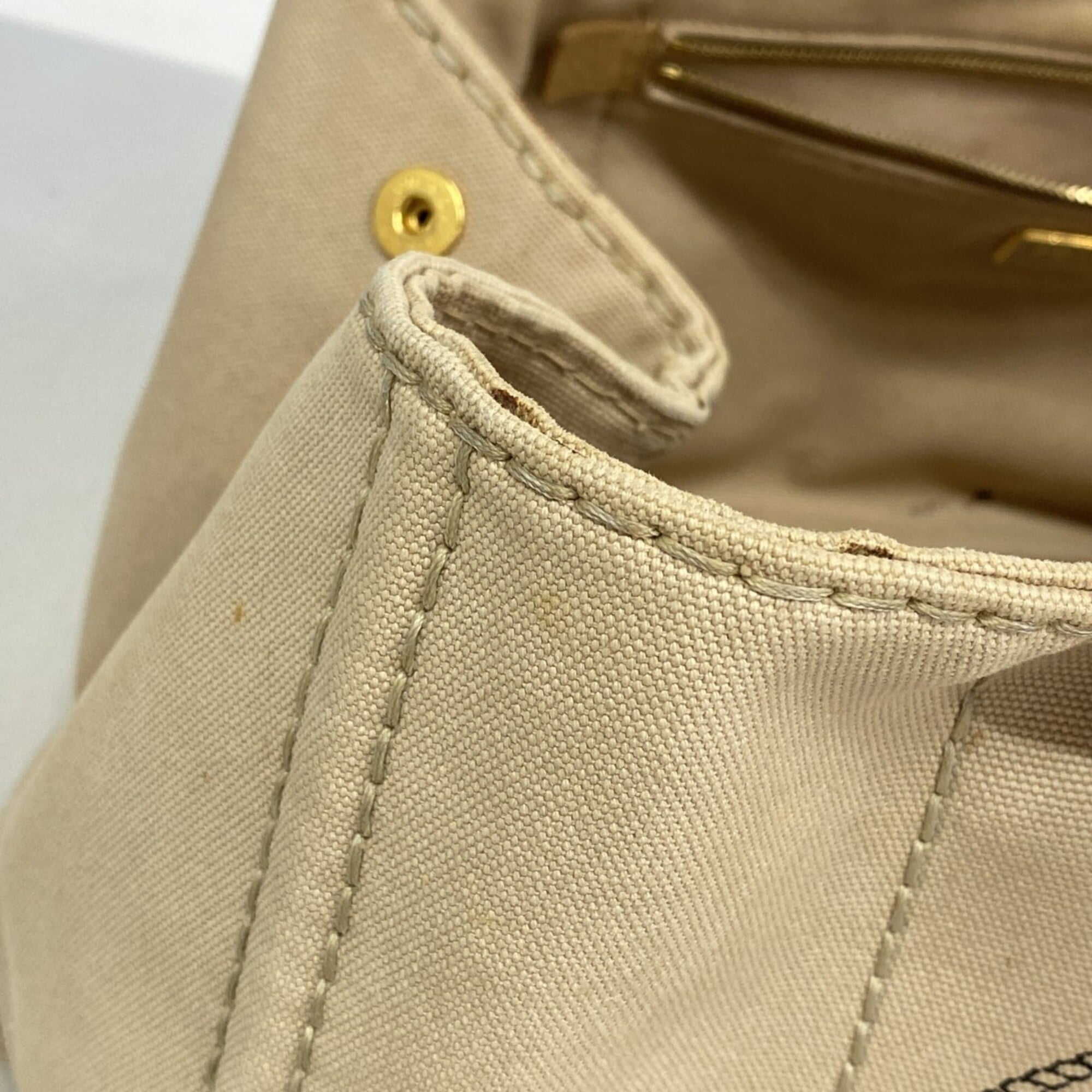 Prada Beige Canvas Tote Bag (Pre-Owned)