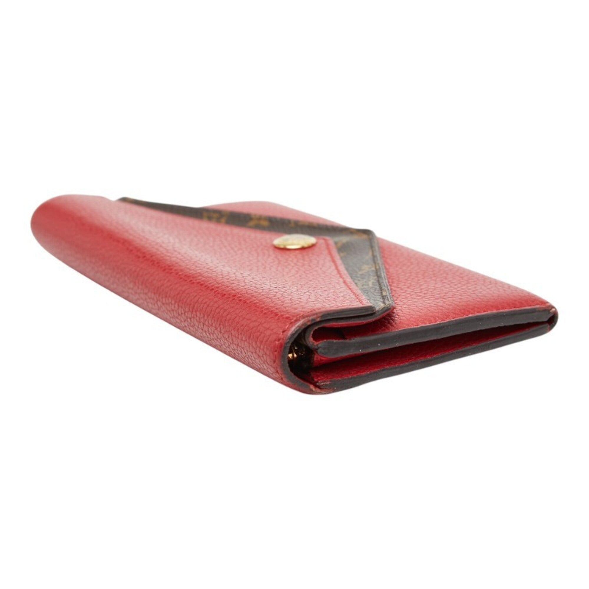 Louis Vuitton Red Brown Leather Pvc Long Wallet (Bi-Fold) (Pre-Owned)