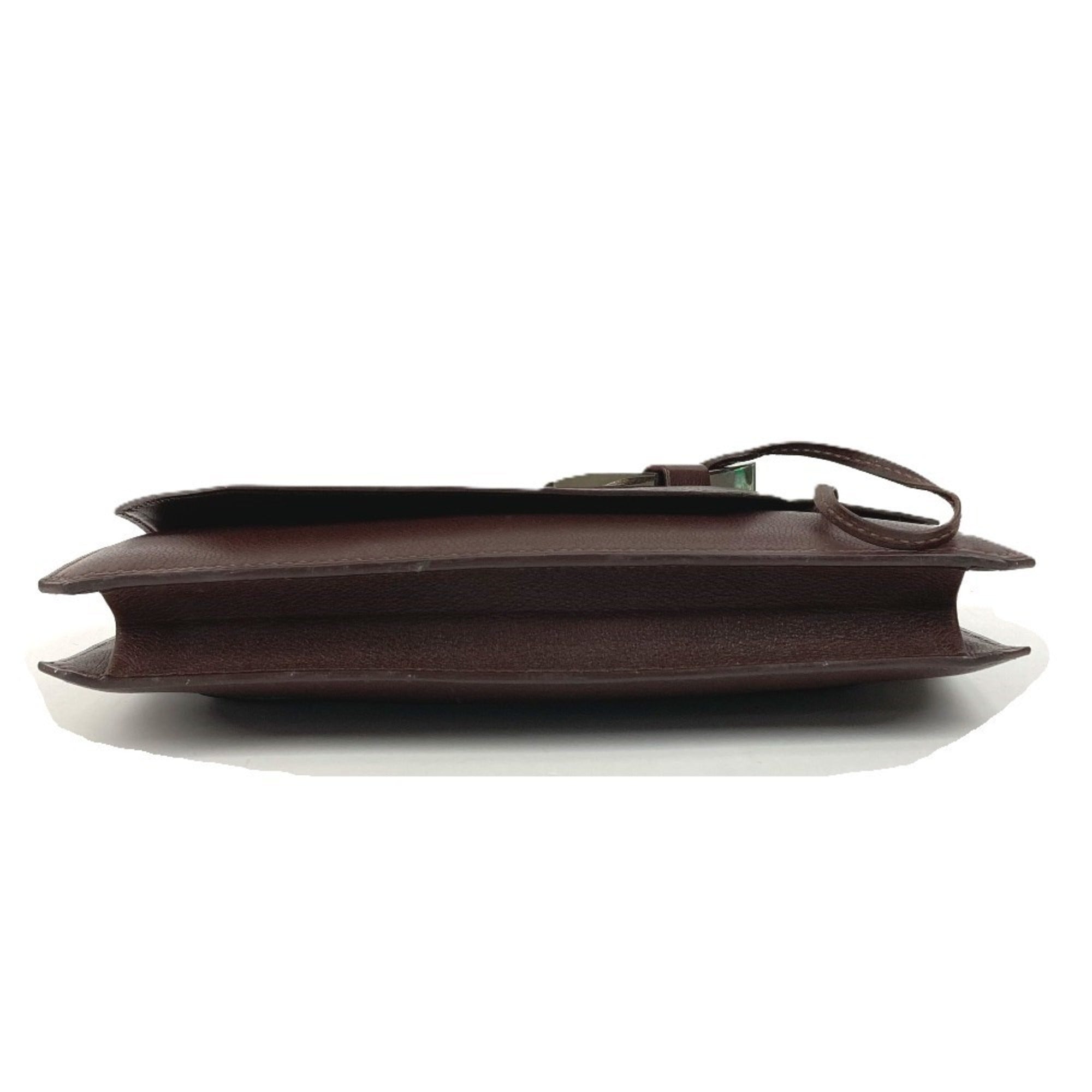 Hermes Brown Leather Clutch Bag Handbag Pouch (Pre-Owned)