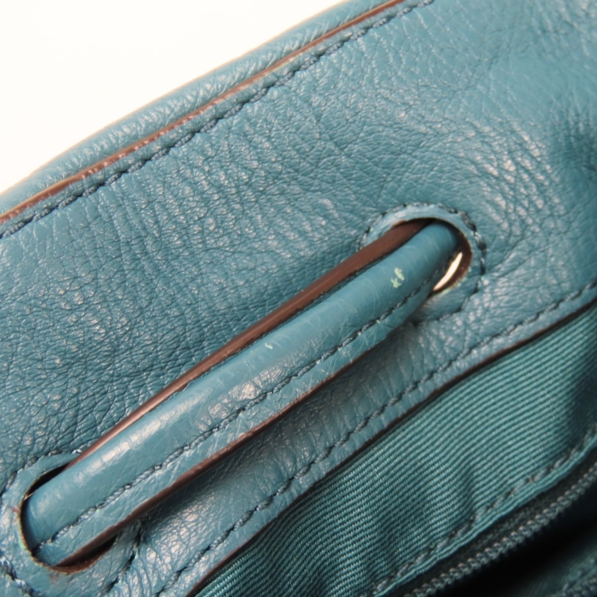 Coach Turquoise Leather Suede Shoulder Bag (Pre-Owned)