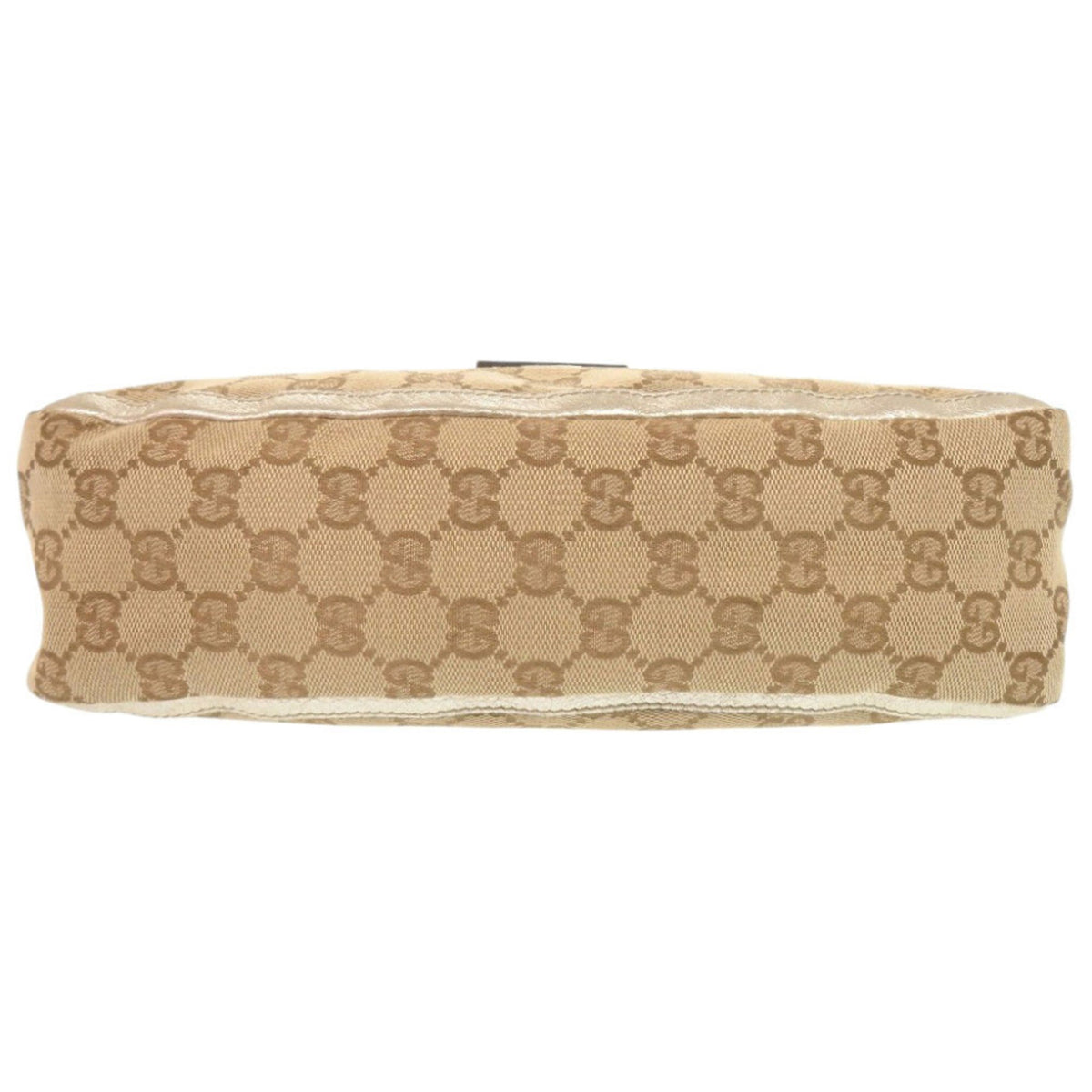 Gucci Beige Gold Gg Canvas Leather Shoulder Bag (Pre-Owned)