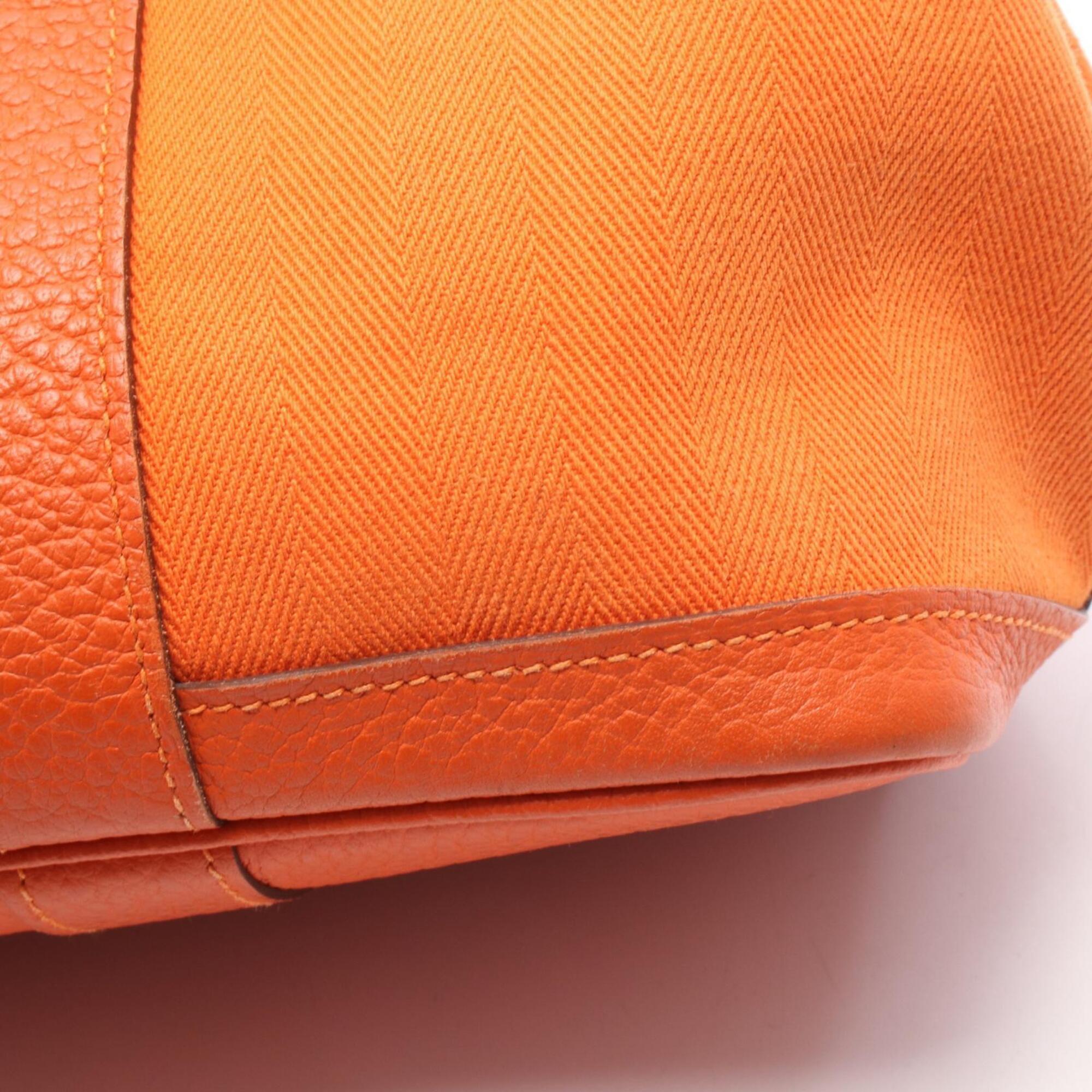 Hermes Feu Orange Toile Chevron Handbag Tote Bag (Pre-Owned)