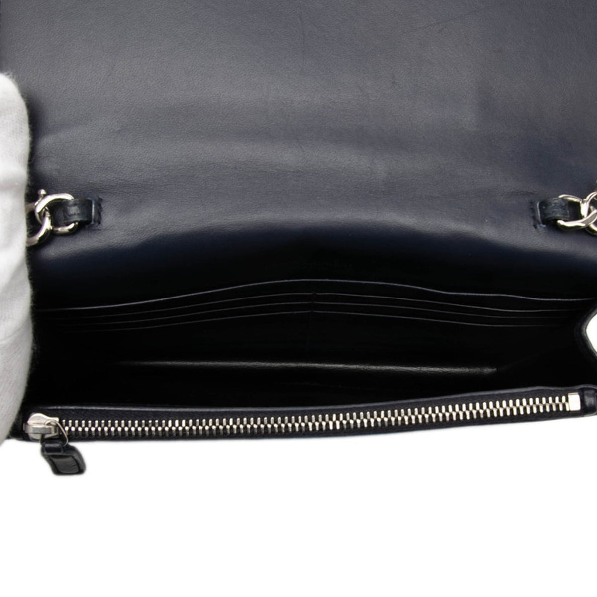 Saint Laurent Navy Silver Rhinestone Leather Shoulder Bag (Pre-Owned)