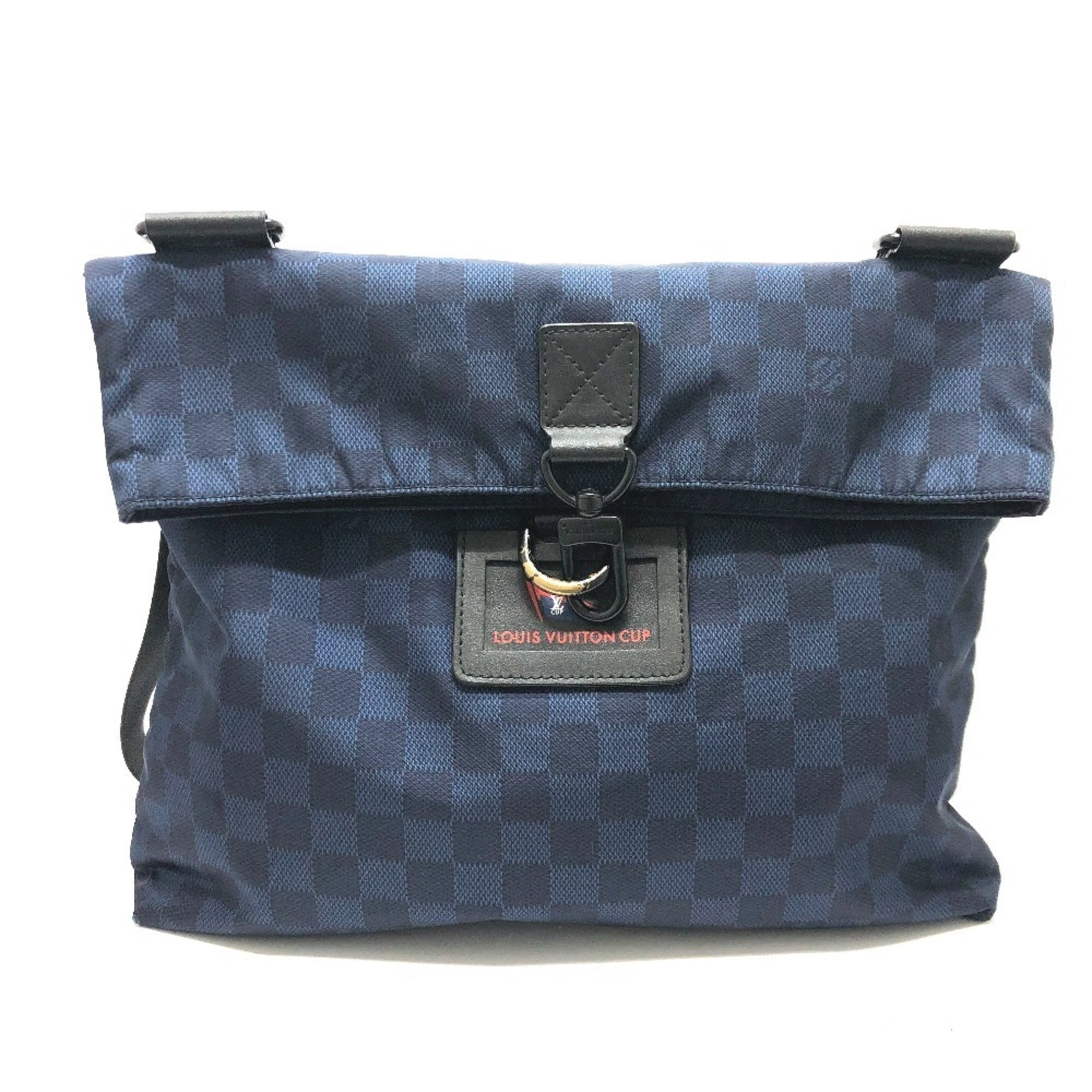Louis Vuitton Damier Black Navy Nylon Shoulder Bag (Pre-Owned)