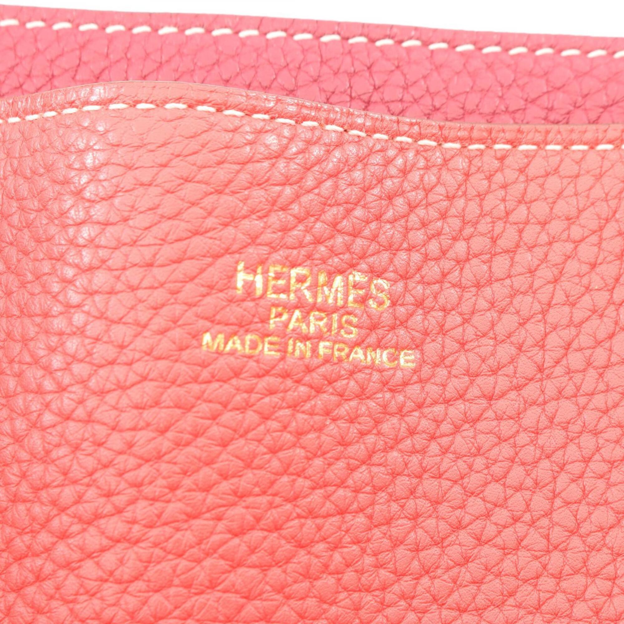 Hermes Bordeaux Pink Ruby Taurillon Clemence Leather Handbag Tote Bag (Pre-Owned)