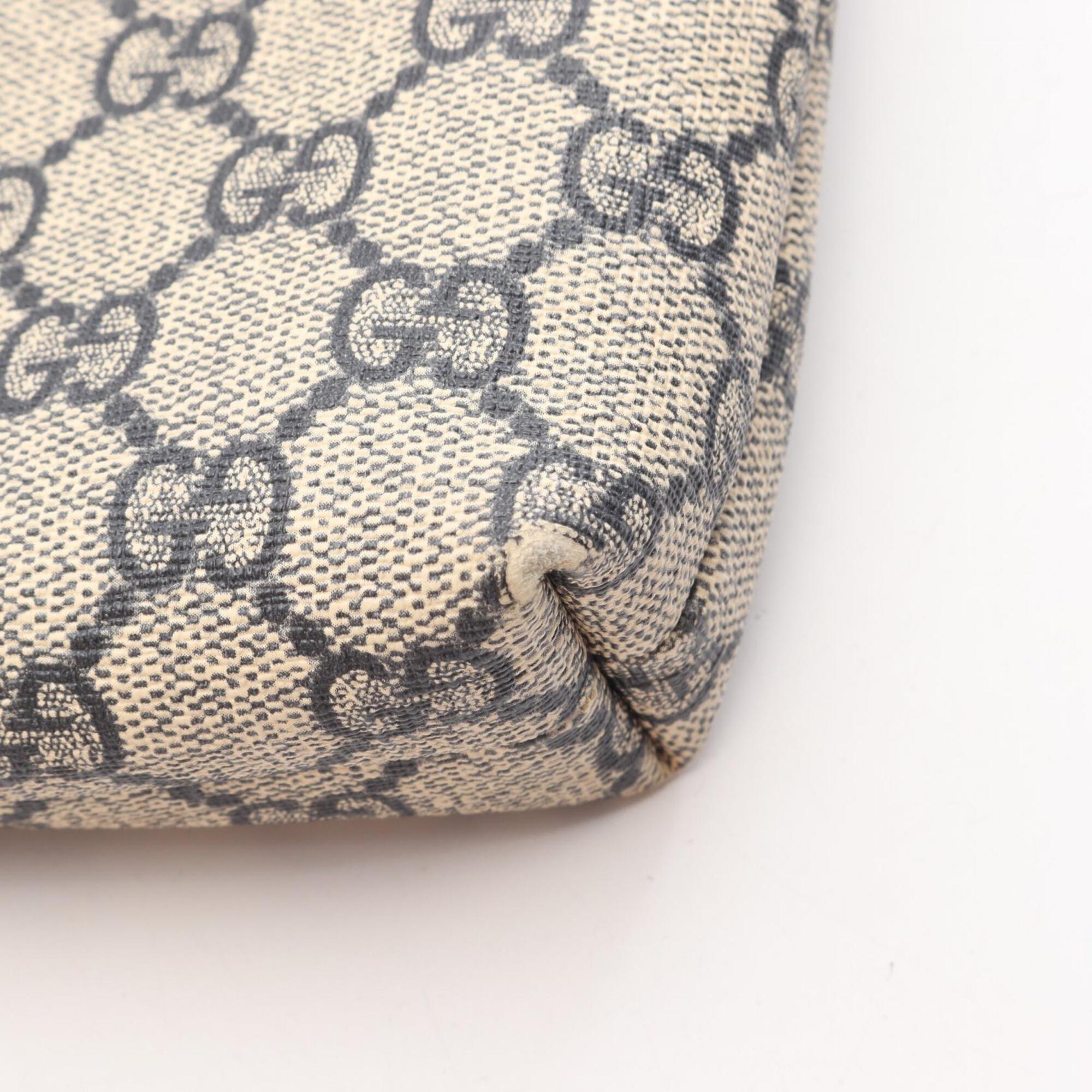 Gucci Ivory Navy Gg Supreme Leather Shoulder Bag (Pre-Owned)