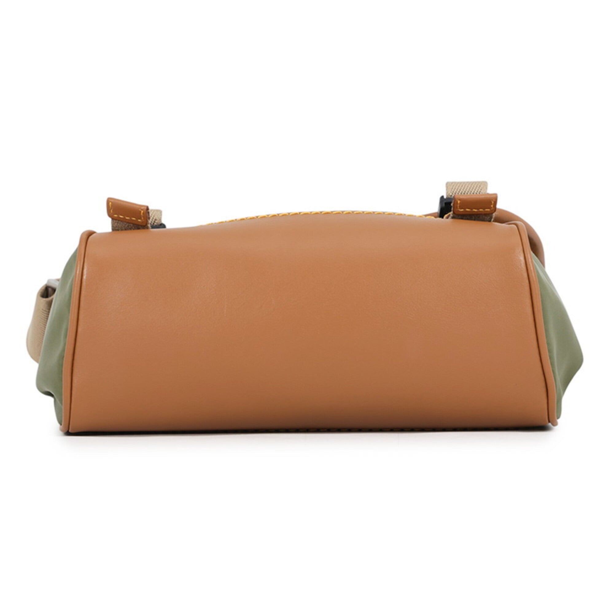 Prada Saffiano Green Nylon Leather Handbag Shoulder Bag (Pre-Owned)